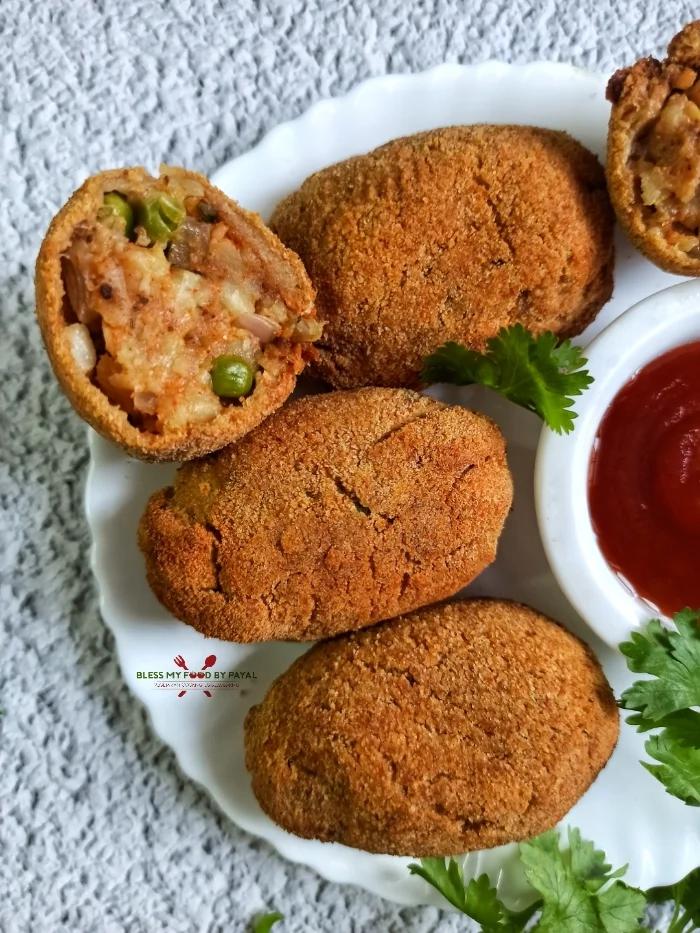 This Air Fried Indian snack recipe of BREAD ROLL has a crispy outside