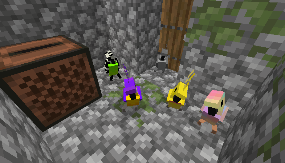 so i found a resource pack that ads like 50 more parrots while