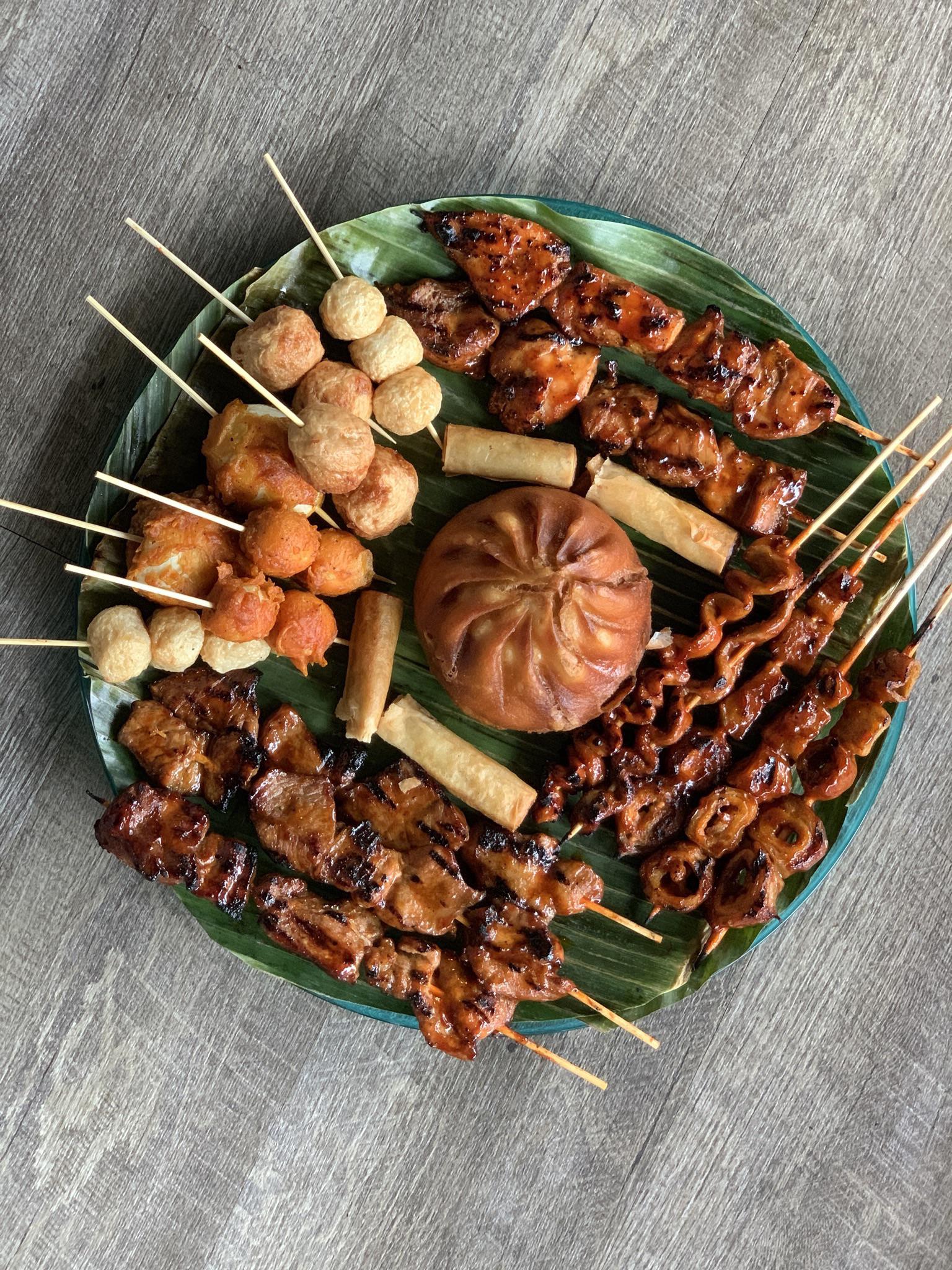 [I Ate] Filipino Party Platter with BBQ Chicken and Pork, Fish Balls
