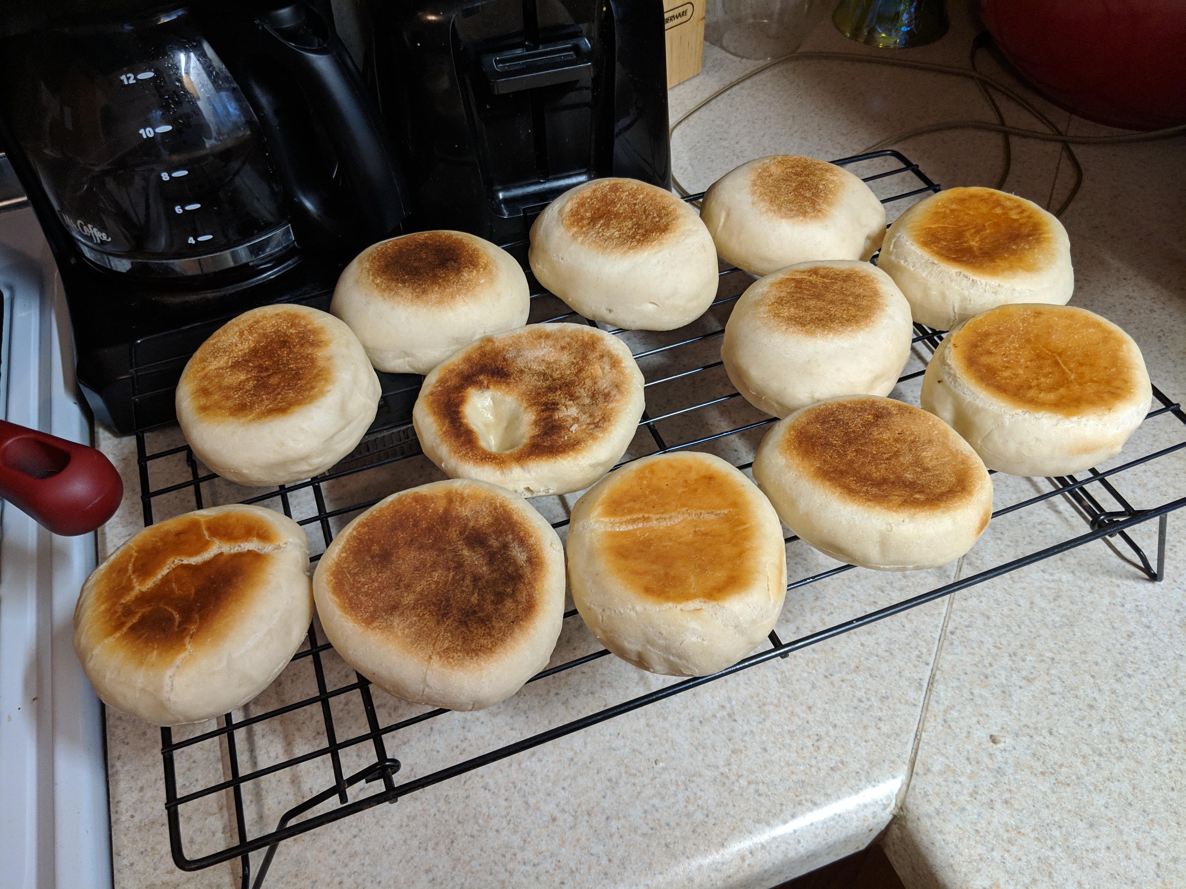 First time making English muffins. Dairy free recipe and they turned out fantastic! (The cat