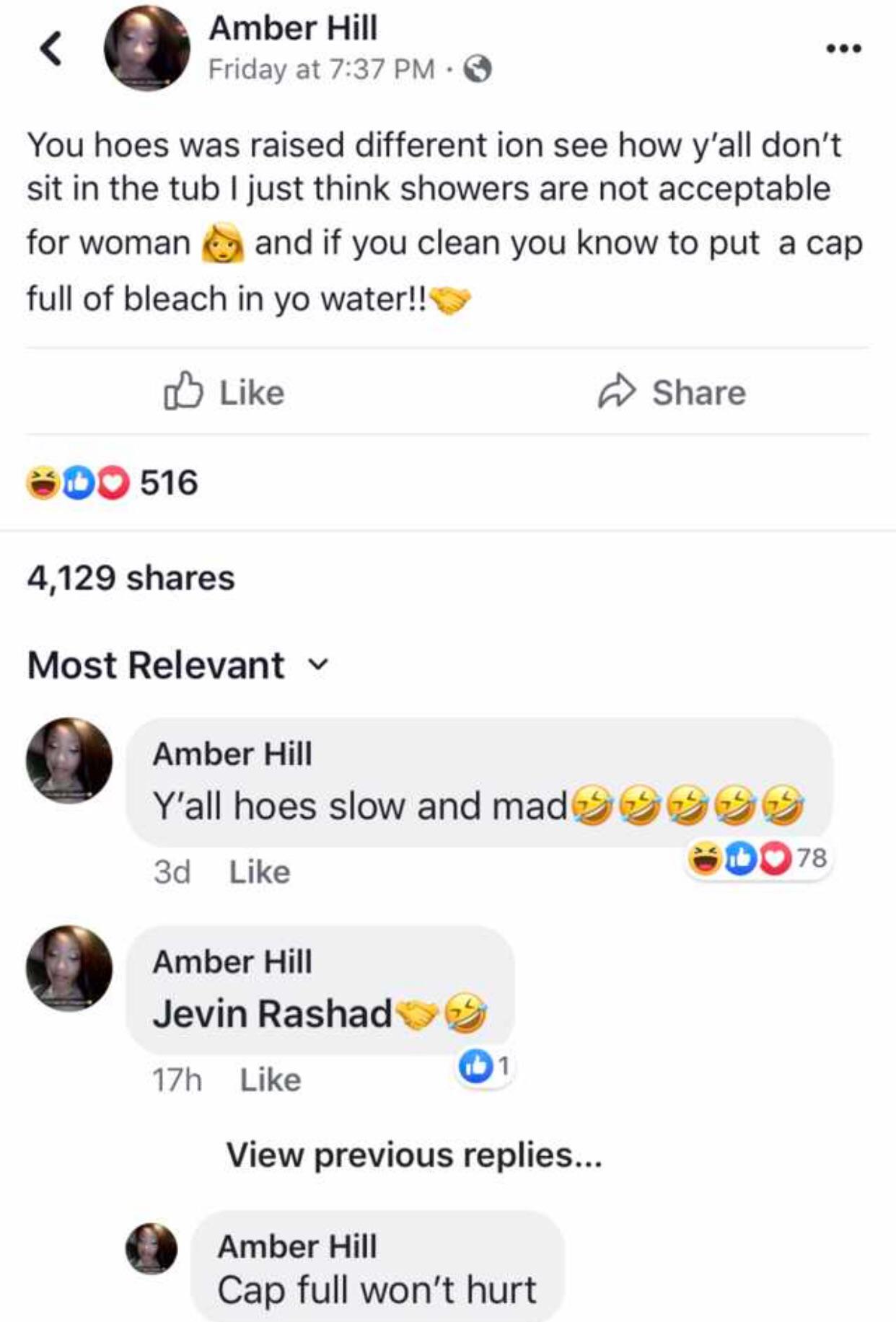 Your vagina is not clean unless you bathe in bleach water. r