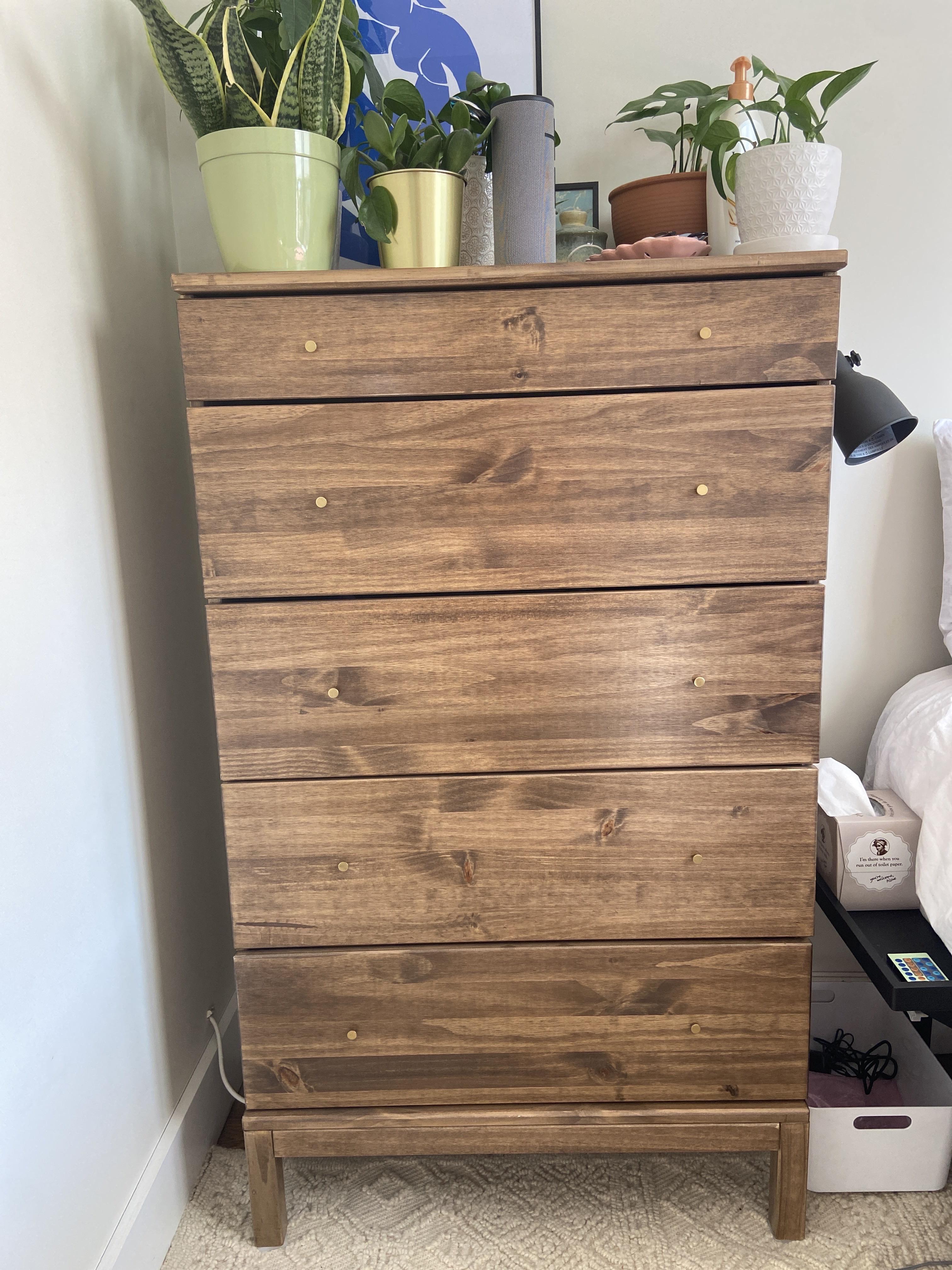 Tarva 5drawer with stain and new knobs r/IKEA