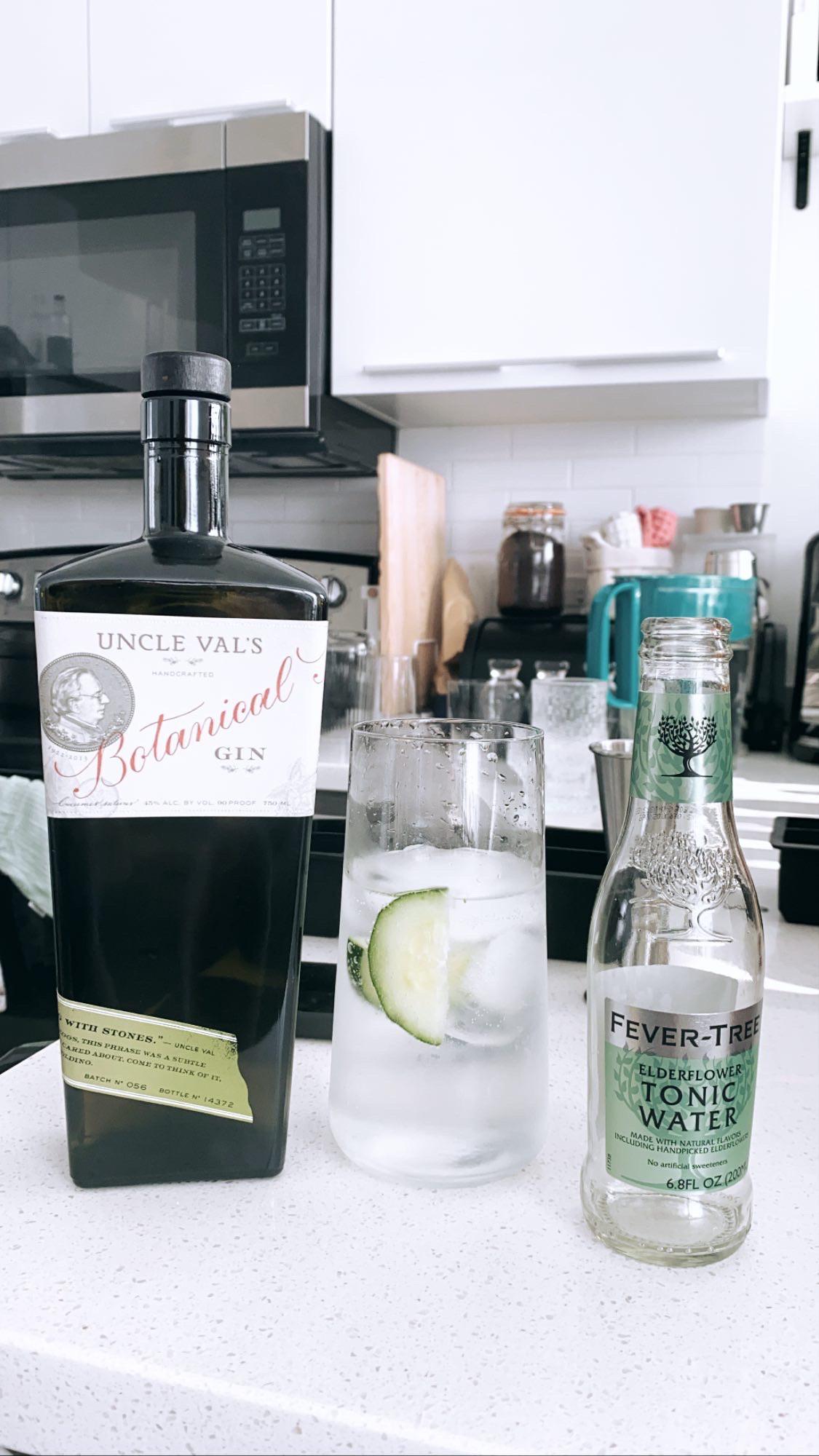 Made for summer Uncle Val’s botanical gin with elderflower tonic and cucumber garnish r/Gin