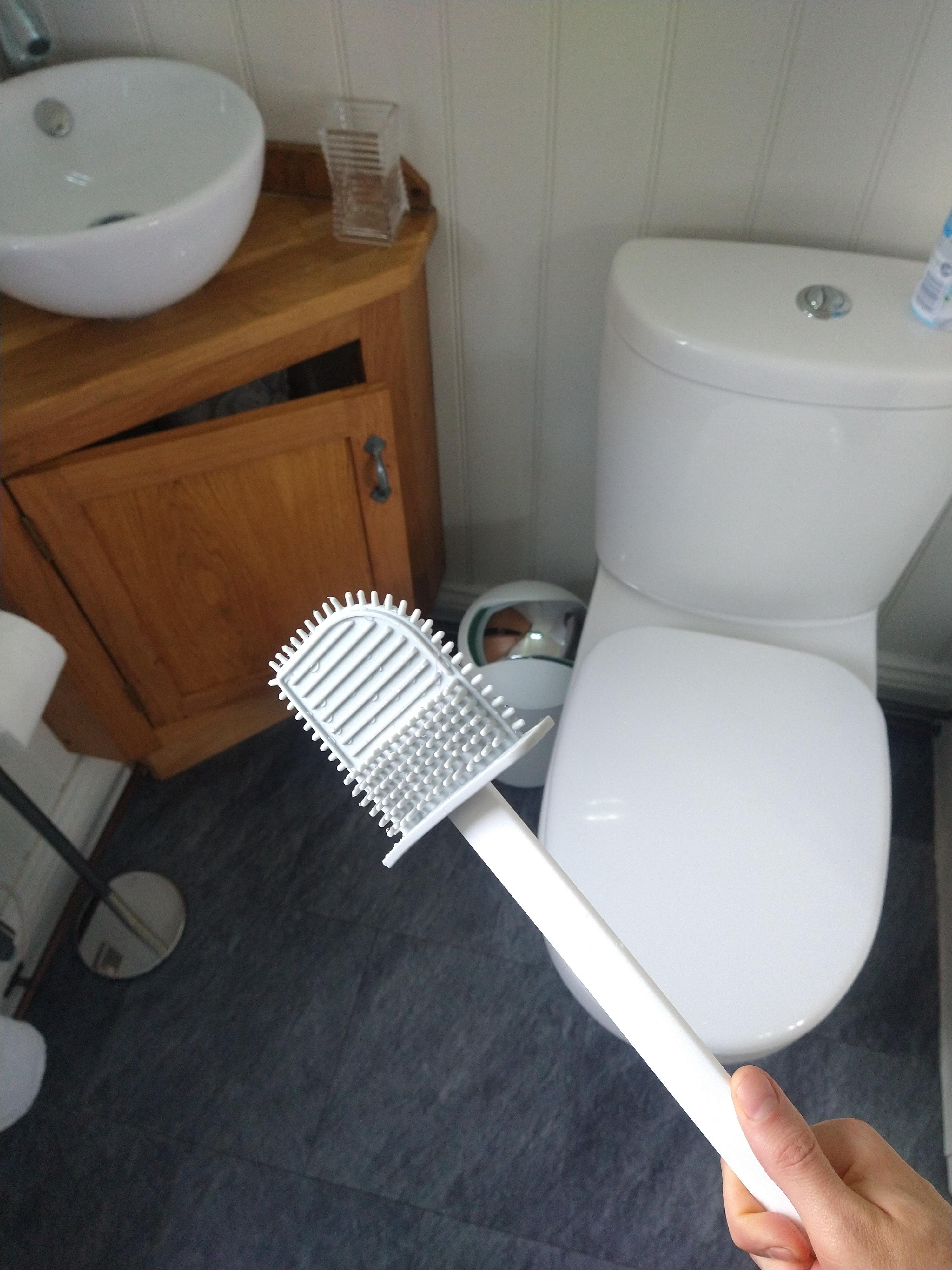 I know toilet brushes are kind of gross, but whomever invented this