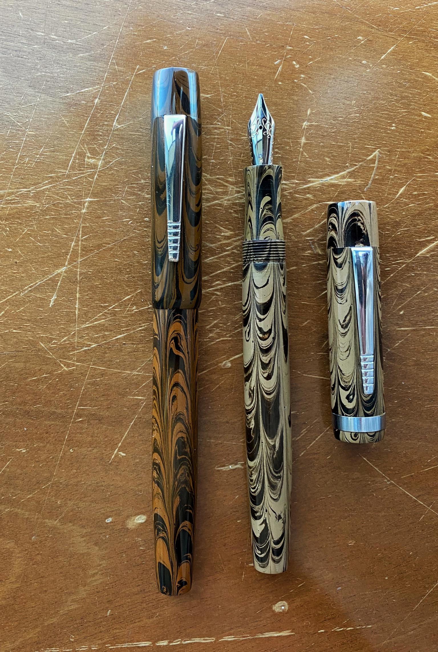Two lovely Indian ebonite pens from Deccan Pen Stores in Hyderabad r