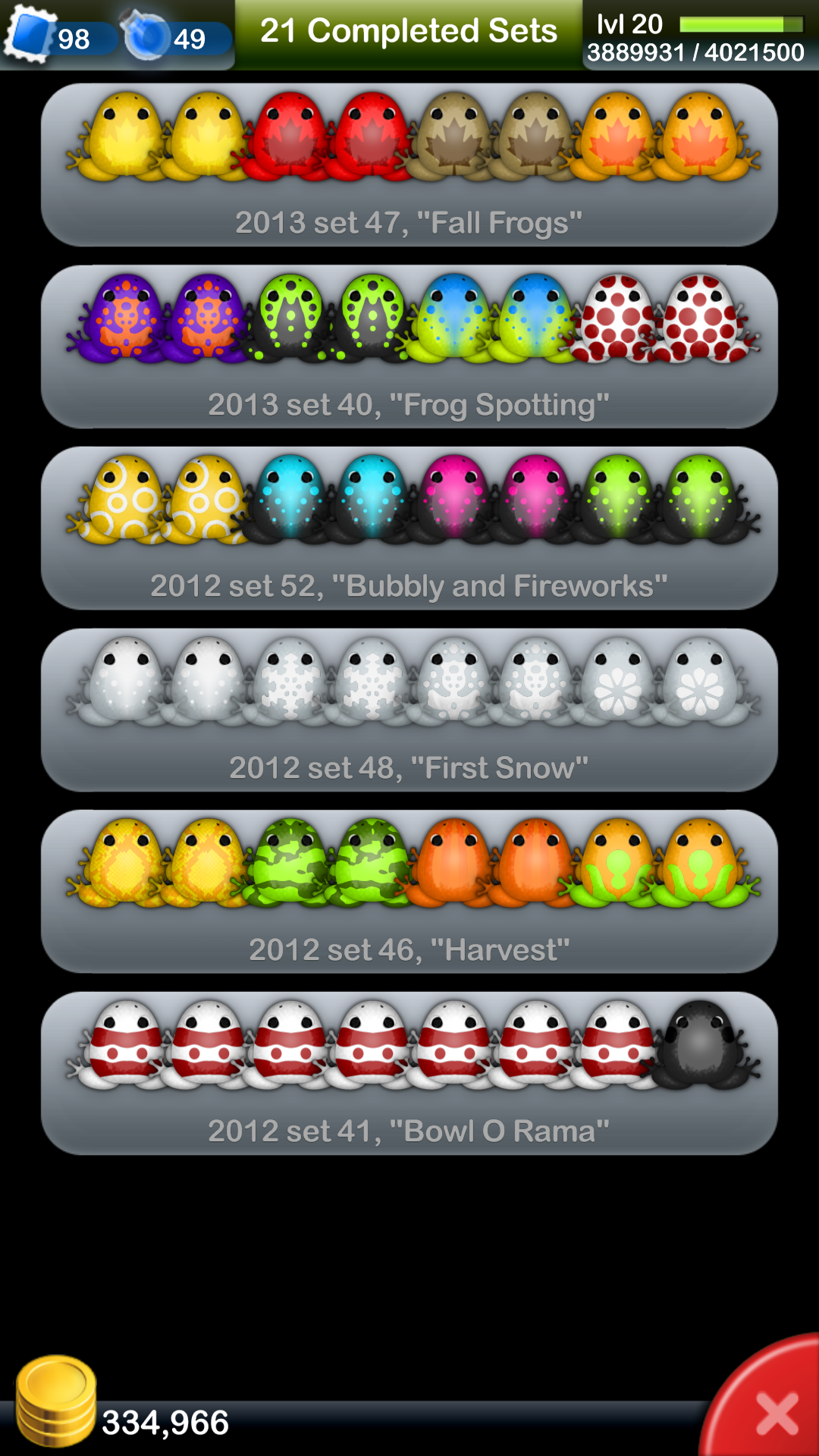 Bowl o Drome to the first commenter highest level frog in this set is