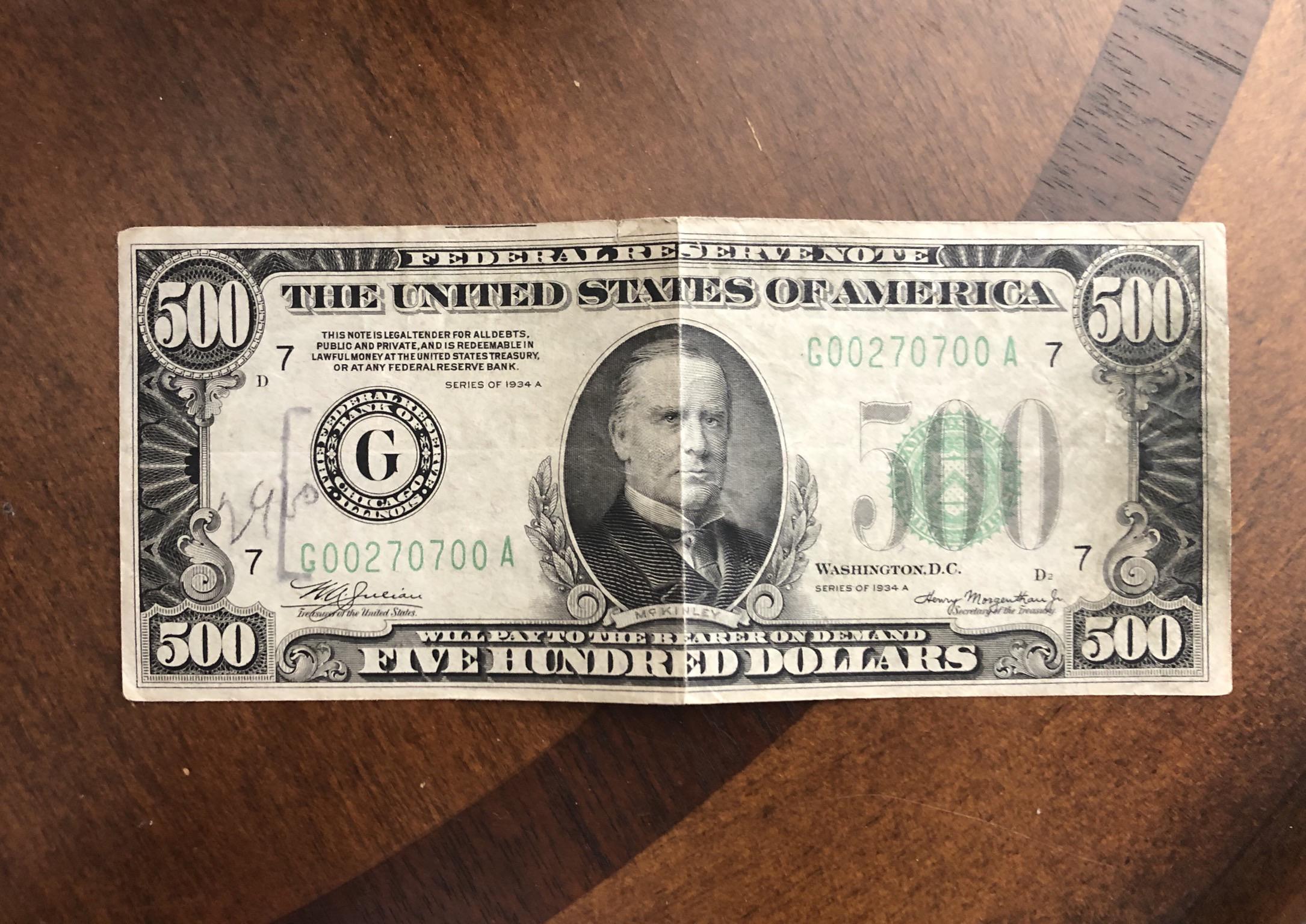 My Grandma’s 500 dollar bill r/pics