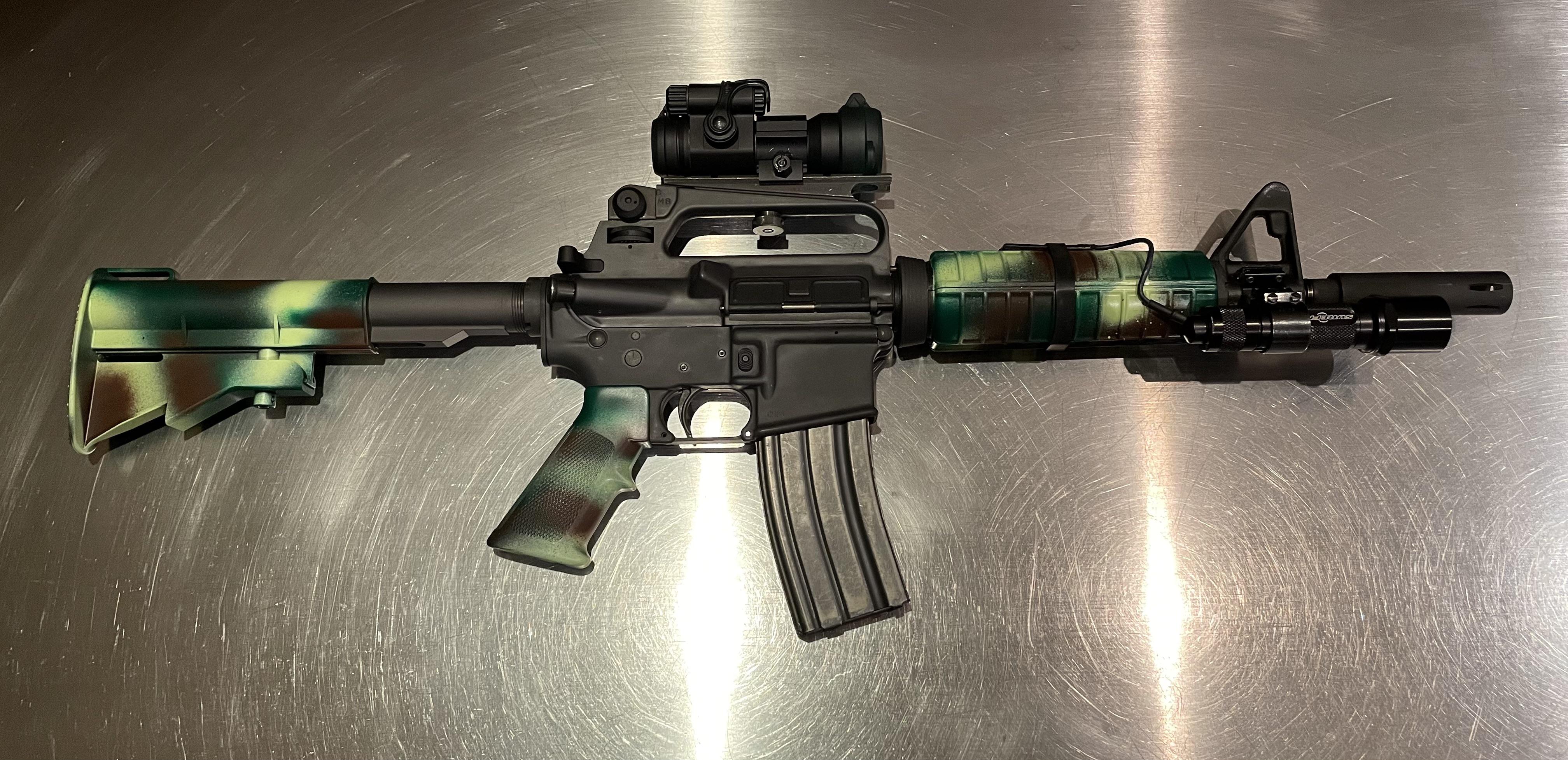 My car15 build, first paintjob ever, have mercy on me r/Colt