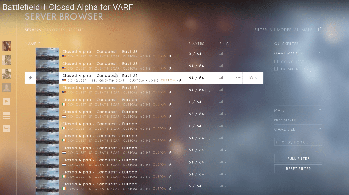 [BF1] Here's a screenshot of the new server browser. Was