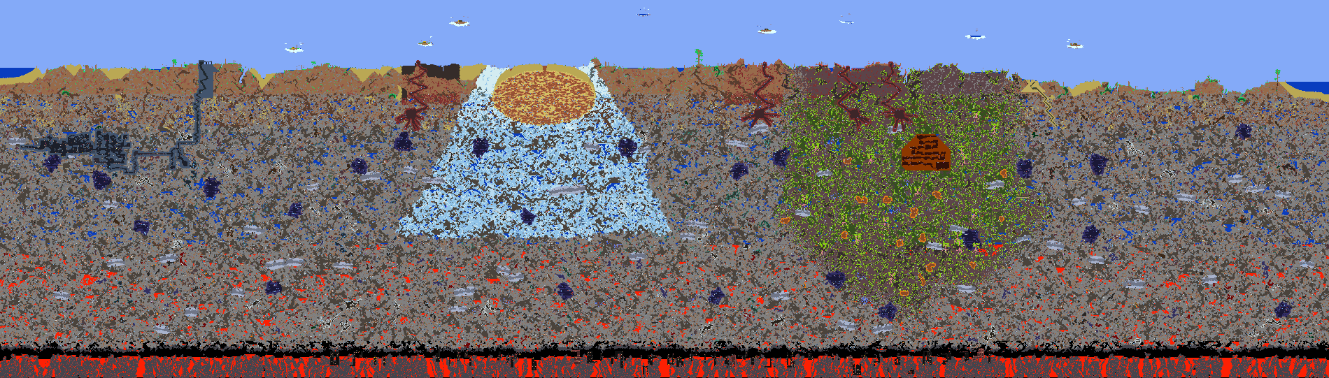 This large world spawned the underground desert inside the snow biome