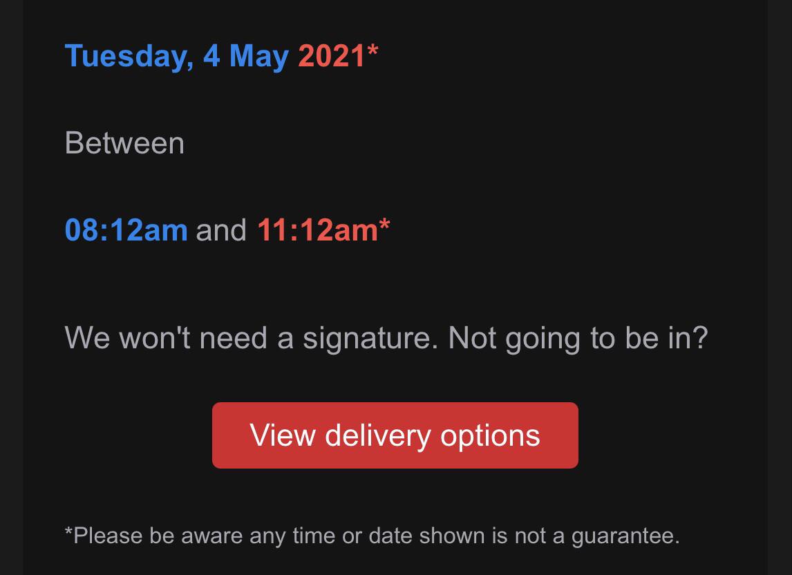 Post Office delays must be bad if they can’t guarantee being able to