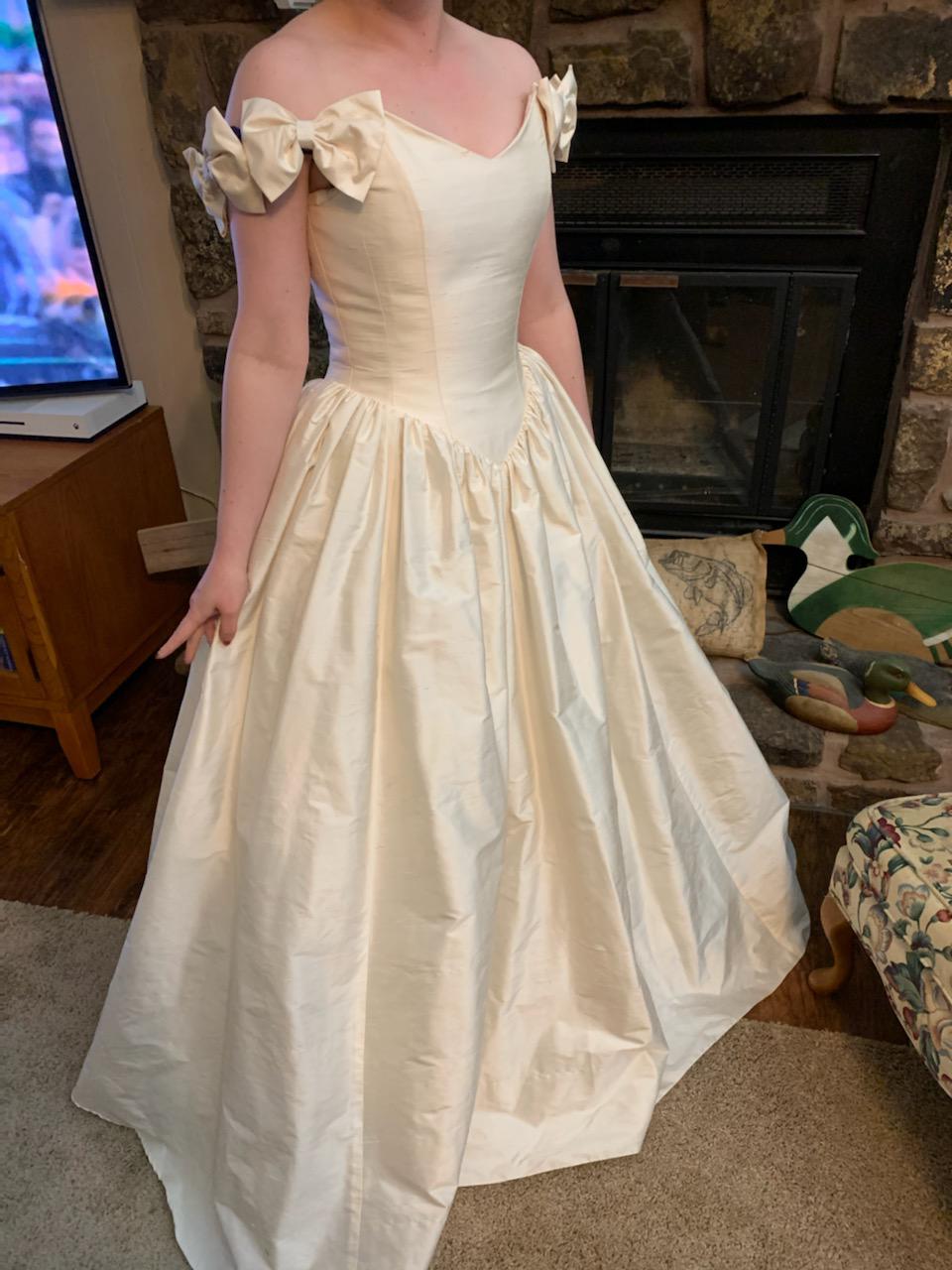 90s raw silk wedding dress. I know I need to have it hemmed. What do