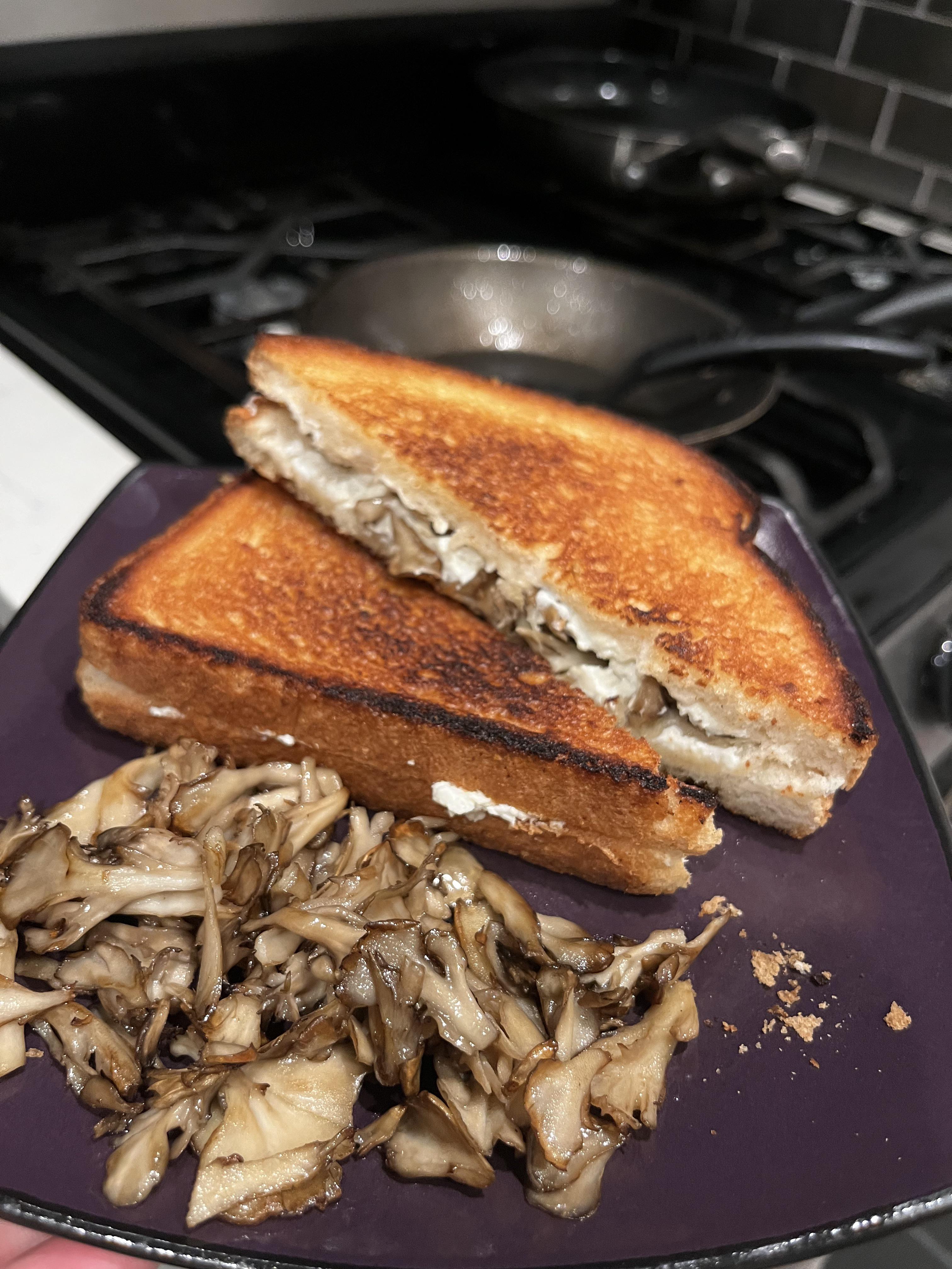 made a maitake + goat cheese sandwich with rosemary mayo to toast the bread—couldn't get enough