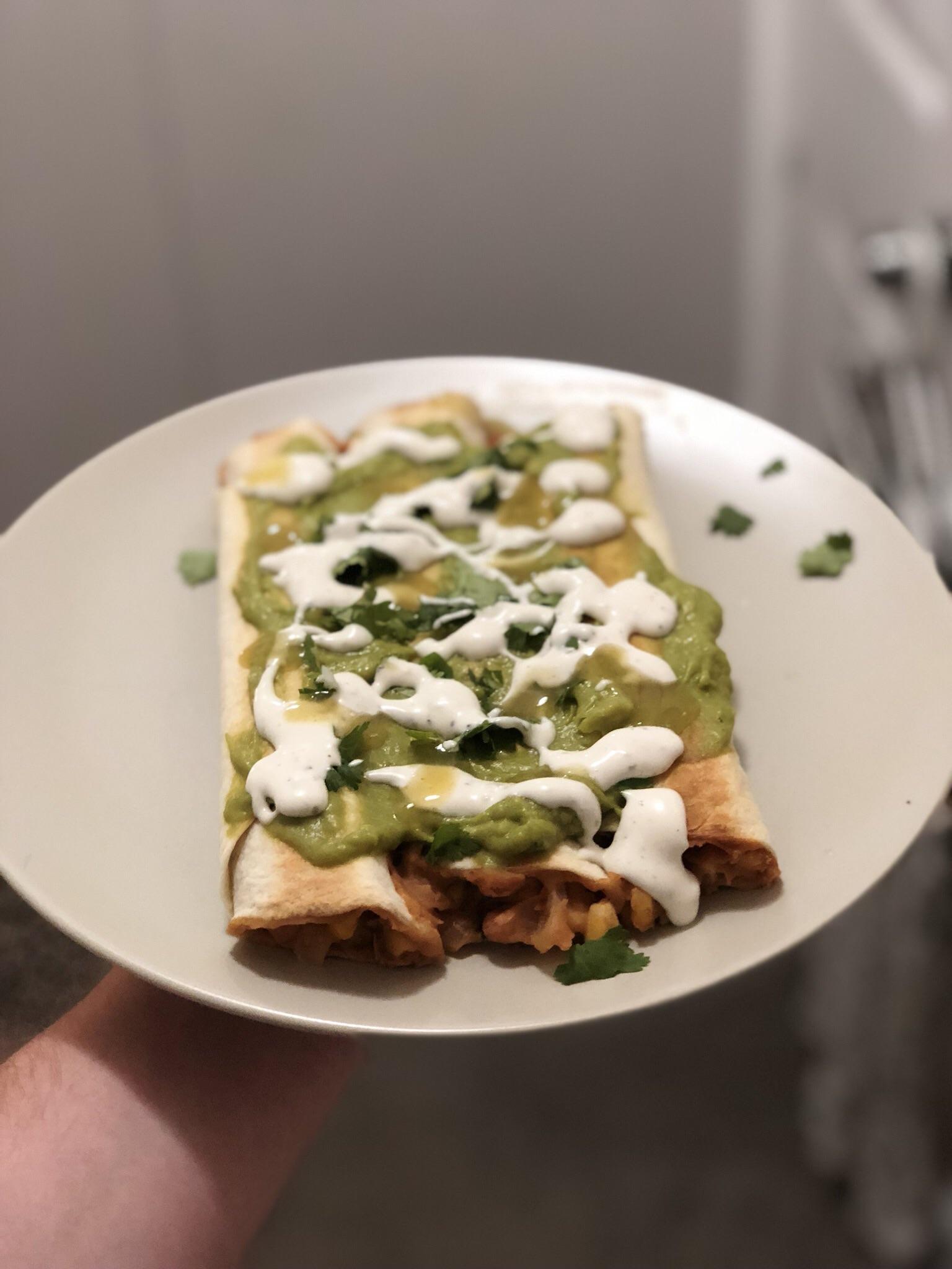Bean and corn flautas with guacamole r/veganrecipes