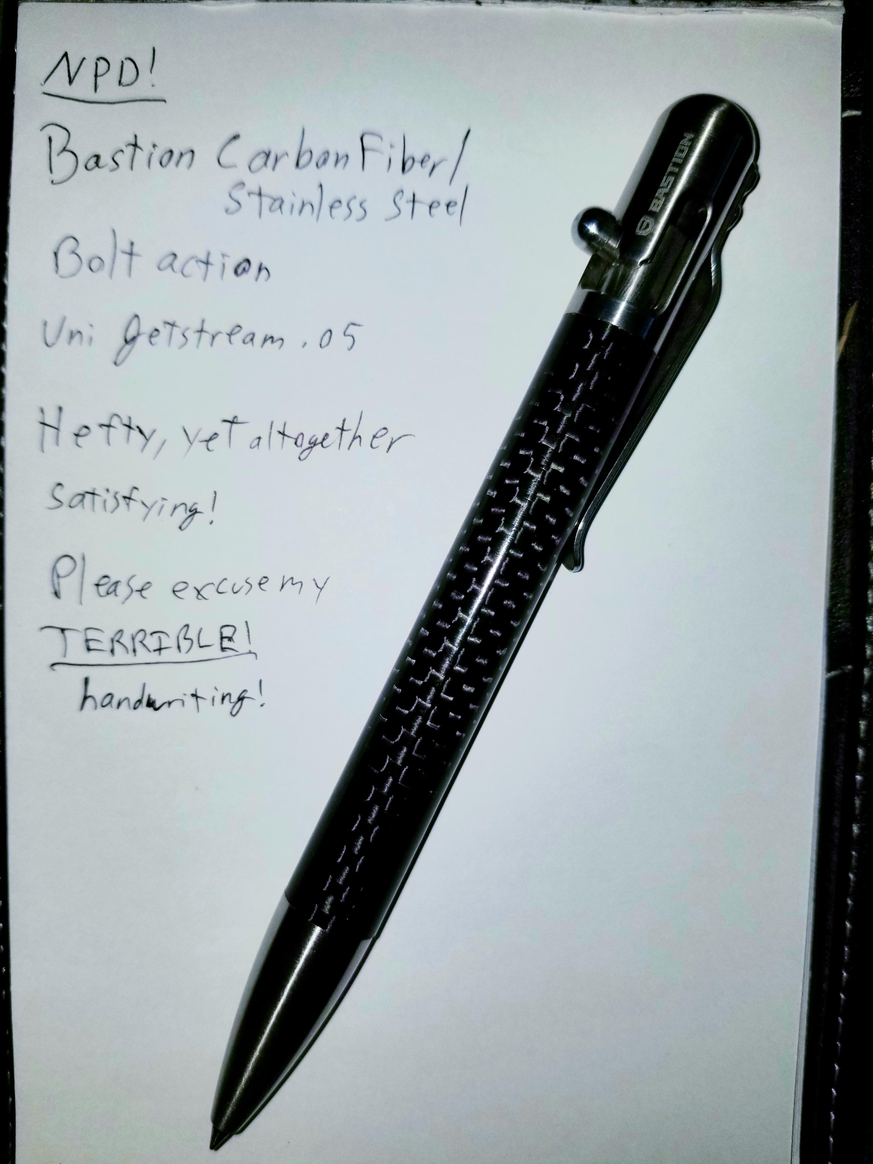 NPD! Bastion Bolt Action Carbon Fiber / Stainless. r/pens