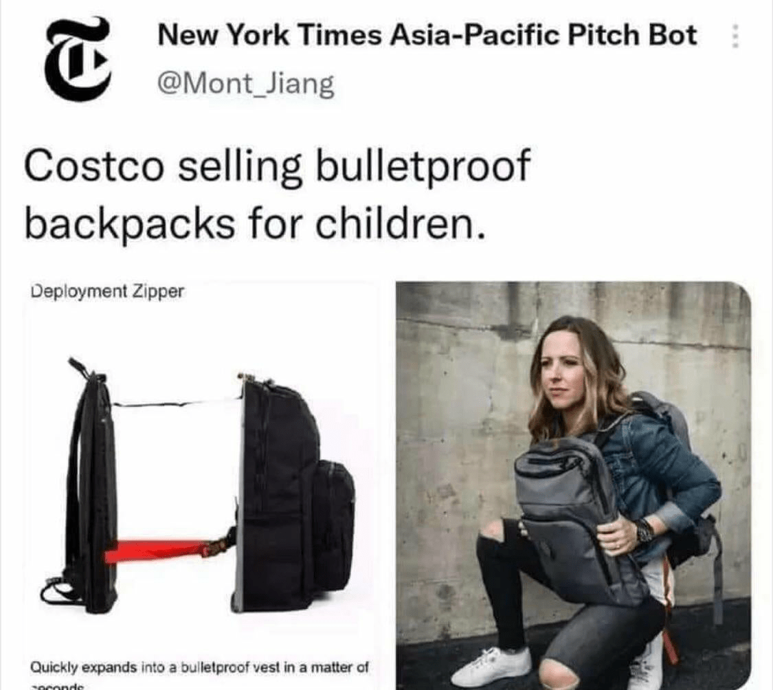 Costco selling bulletproof backpacks for children r/boringdystopia
