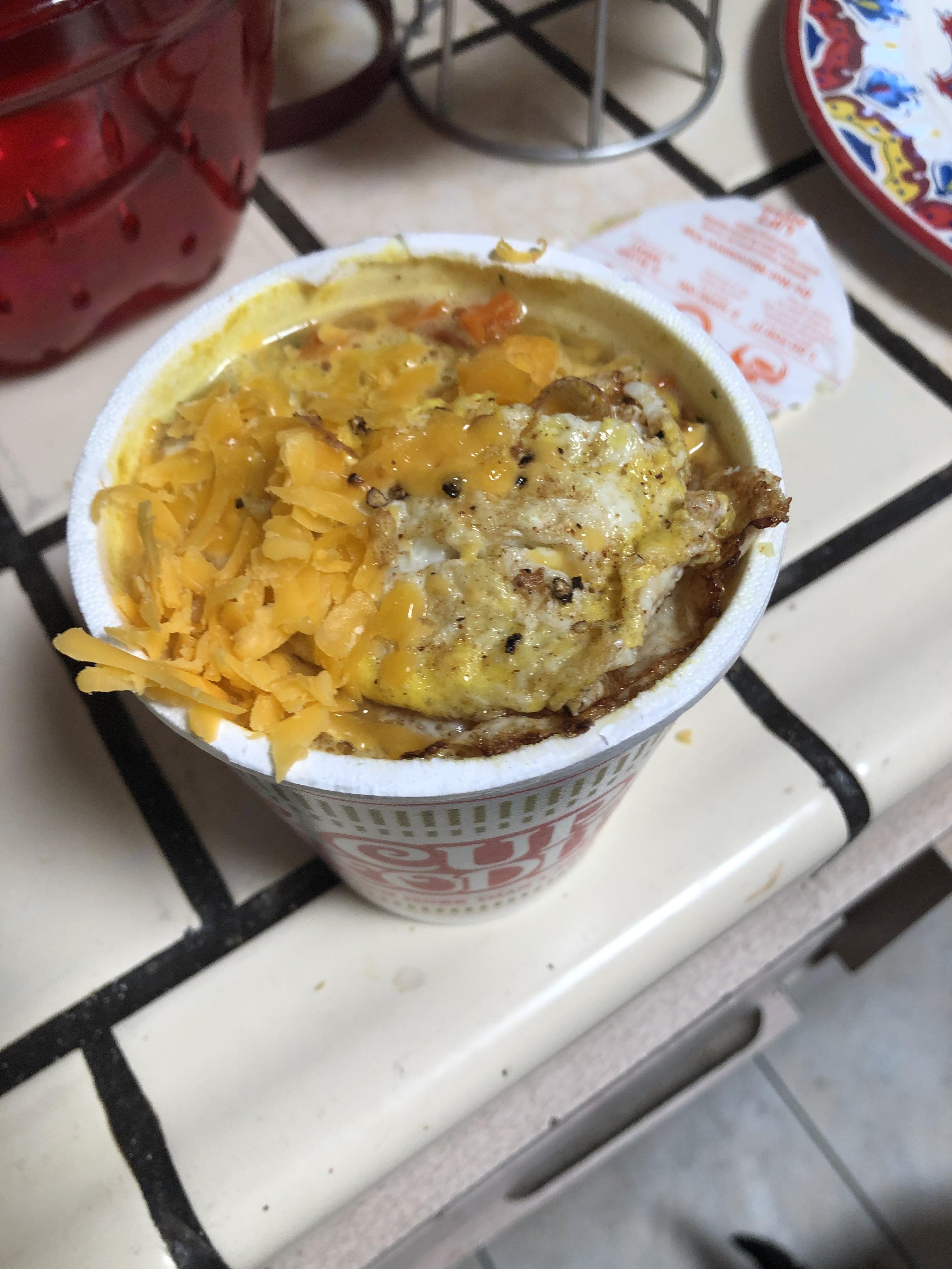 Cup of noodles with an egg and cheese shittyfoodporn