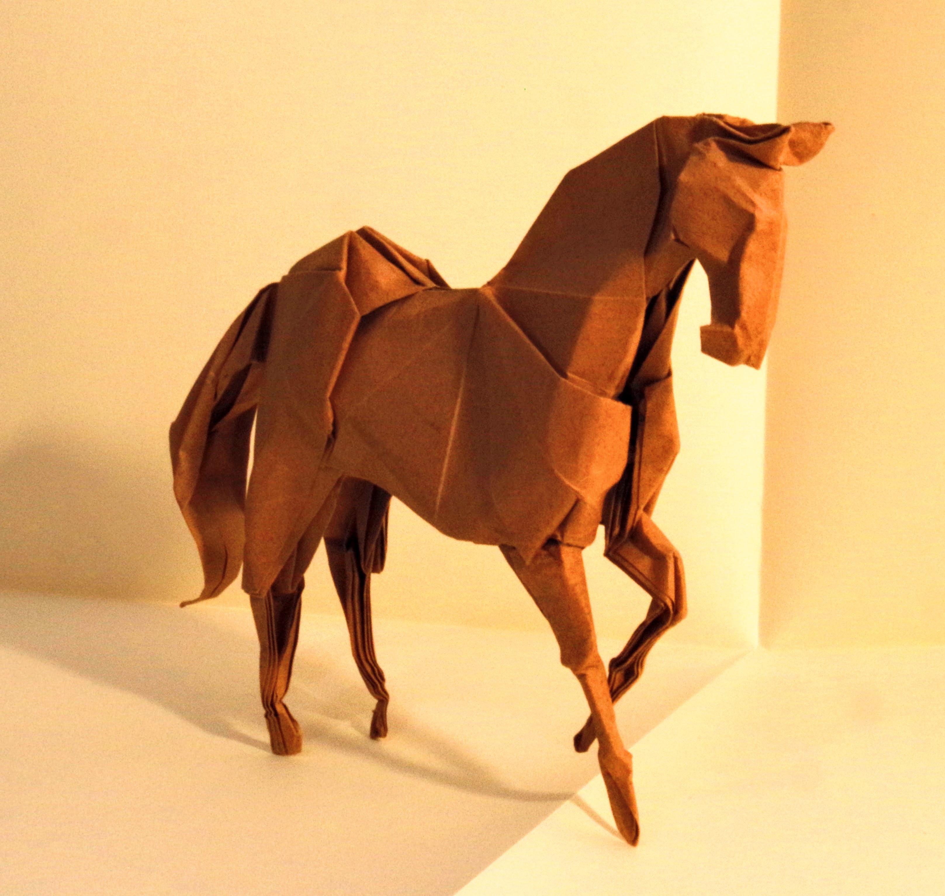 origami horse, folded by me from a square of paper, no cuts or glue r