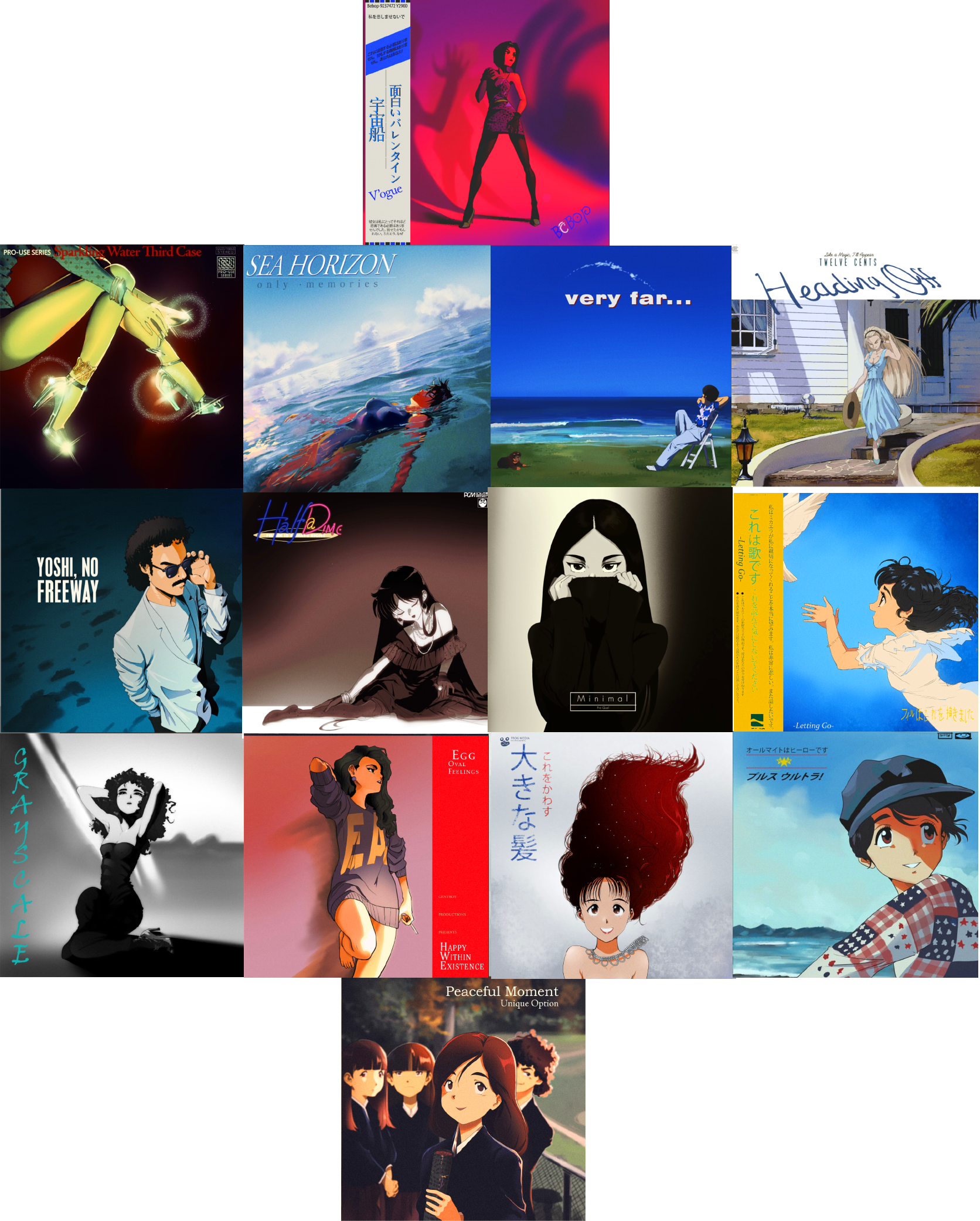 I redrew some more City Pop Albums in a '90s anime style! Update r