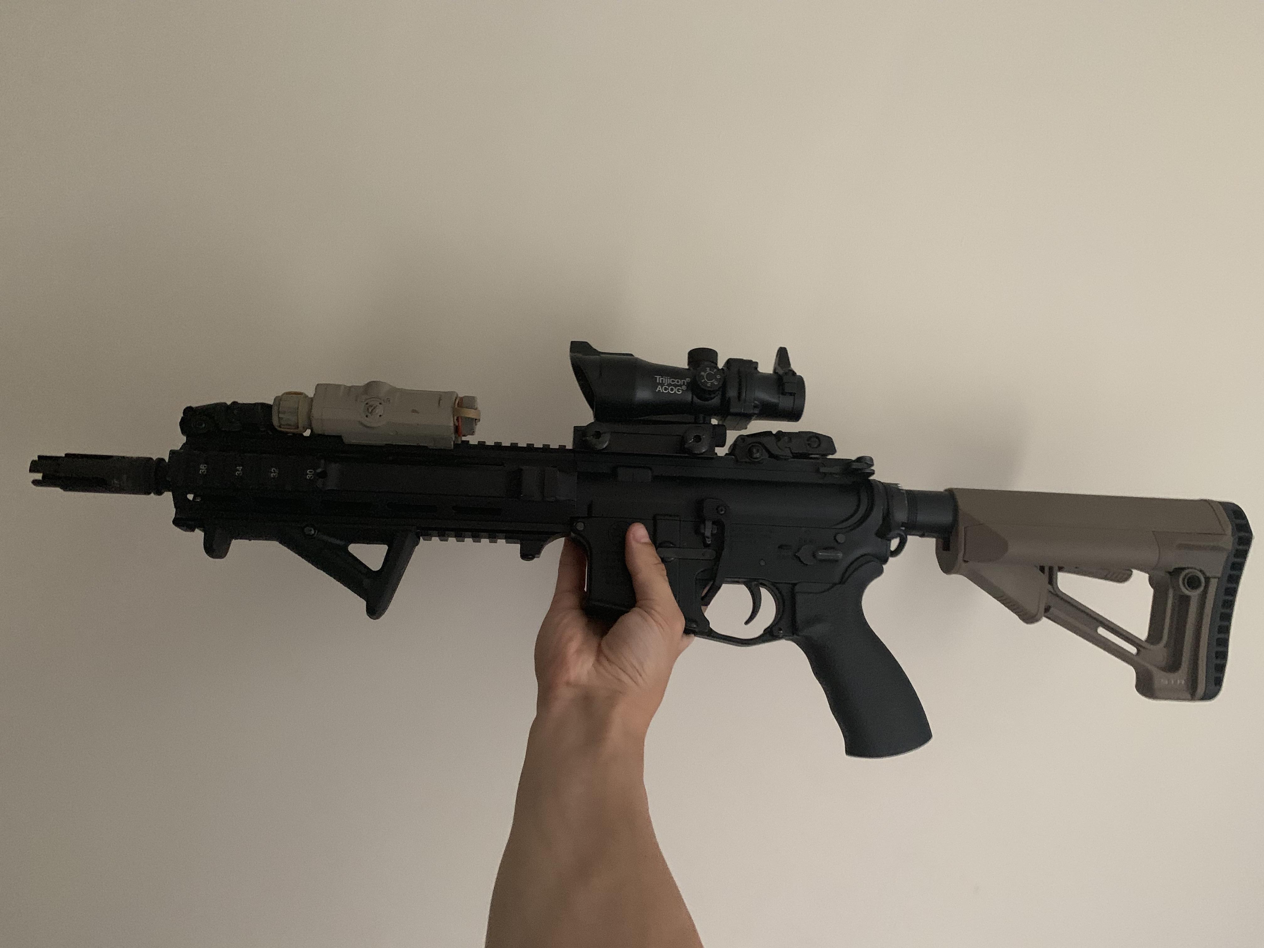 My current AEG TM CQBR M4 but transformed into a L119A2 r/airsoft