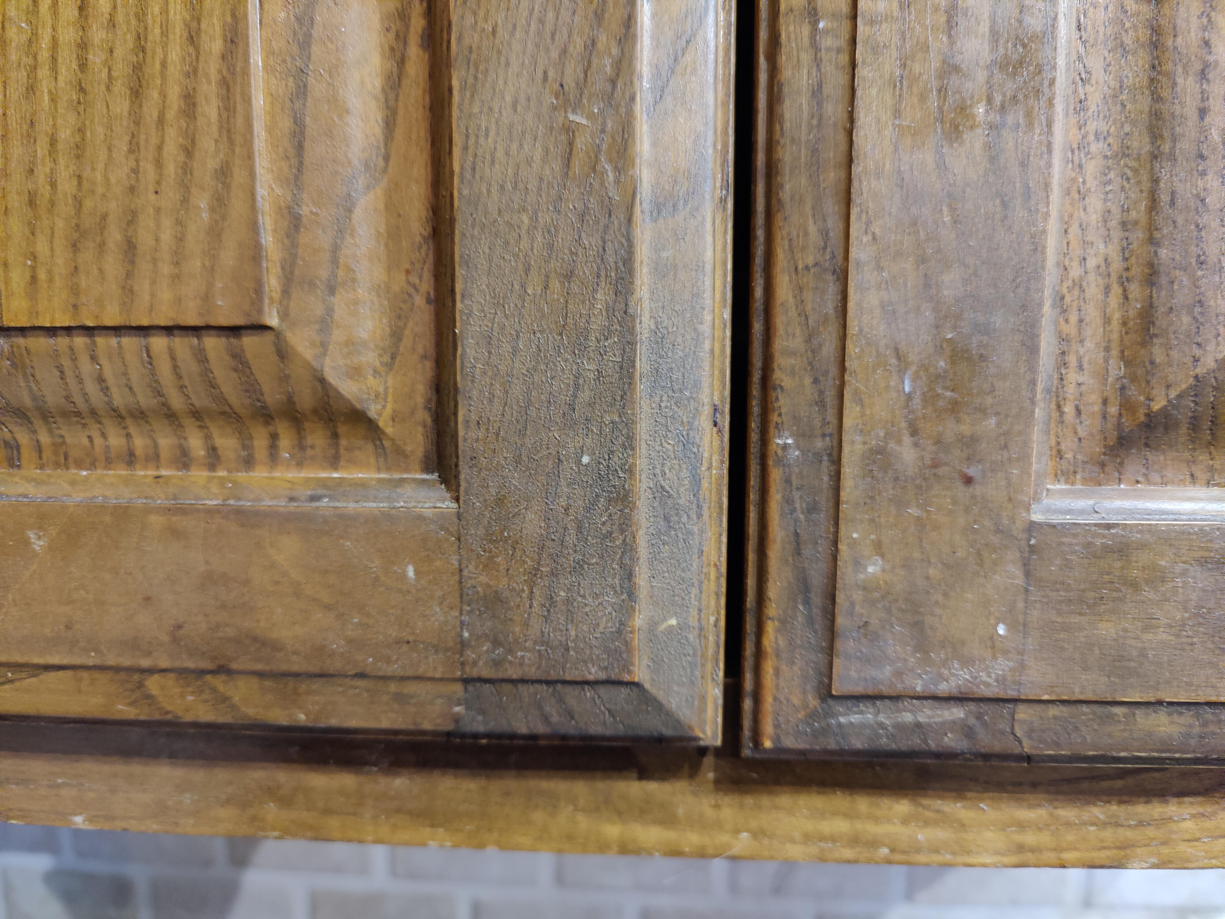 How to repair/replace finish on these wood cabinets. : r/howto