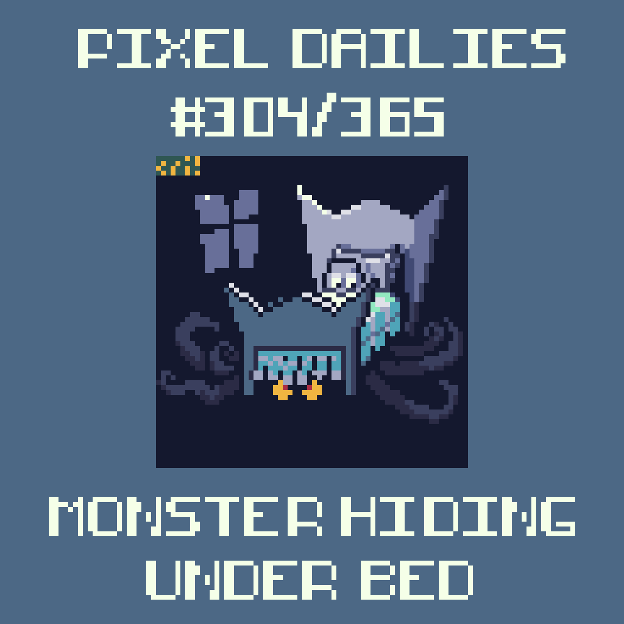 Pixel Dailies 304/365 "Monster Hiding Under Bed" [64*64px, 18F] r