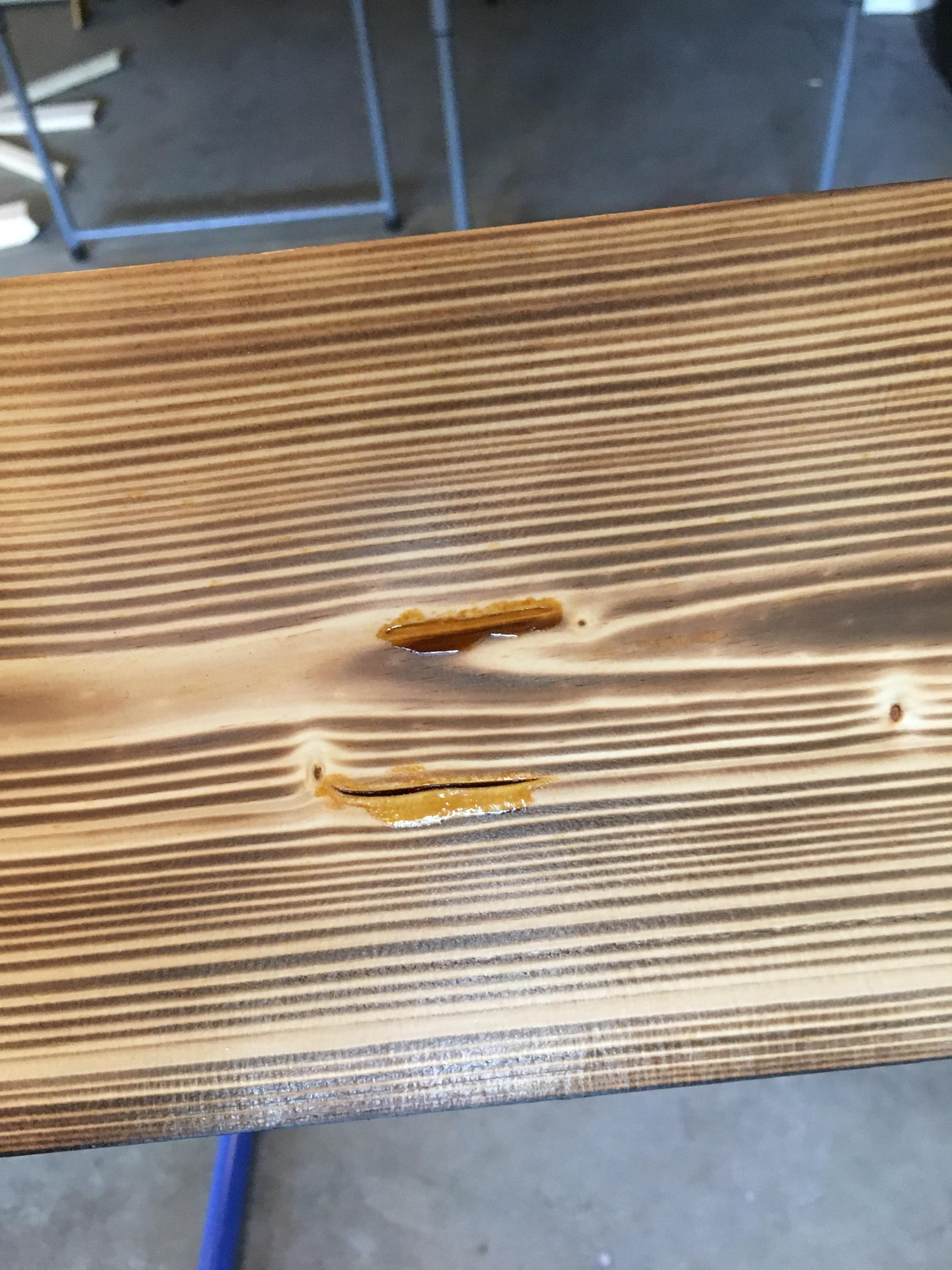 Is there a way to stop/remove sap seepage when or after burning pine