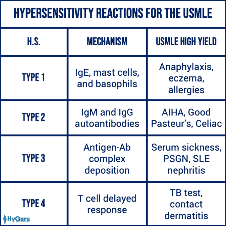 Hypersensitivity Reactions for the USMLE r/step1