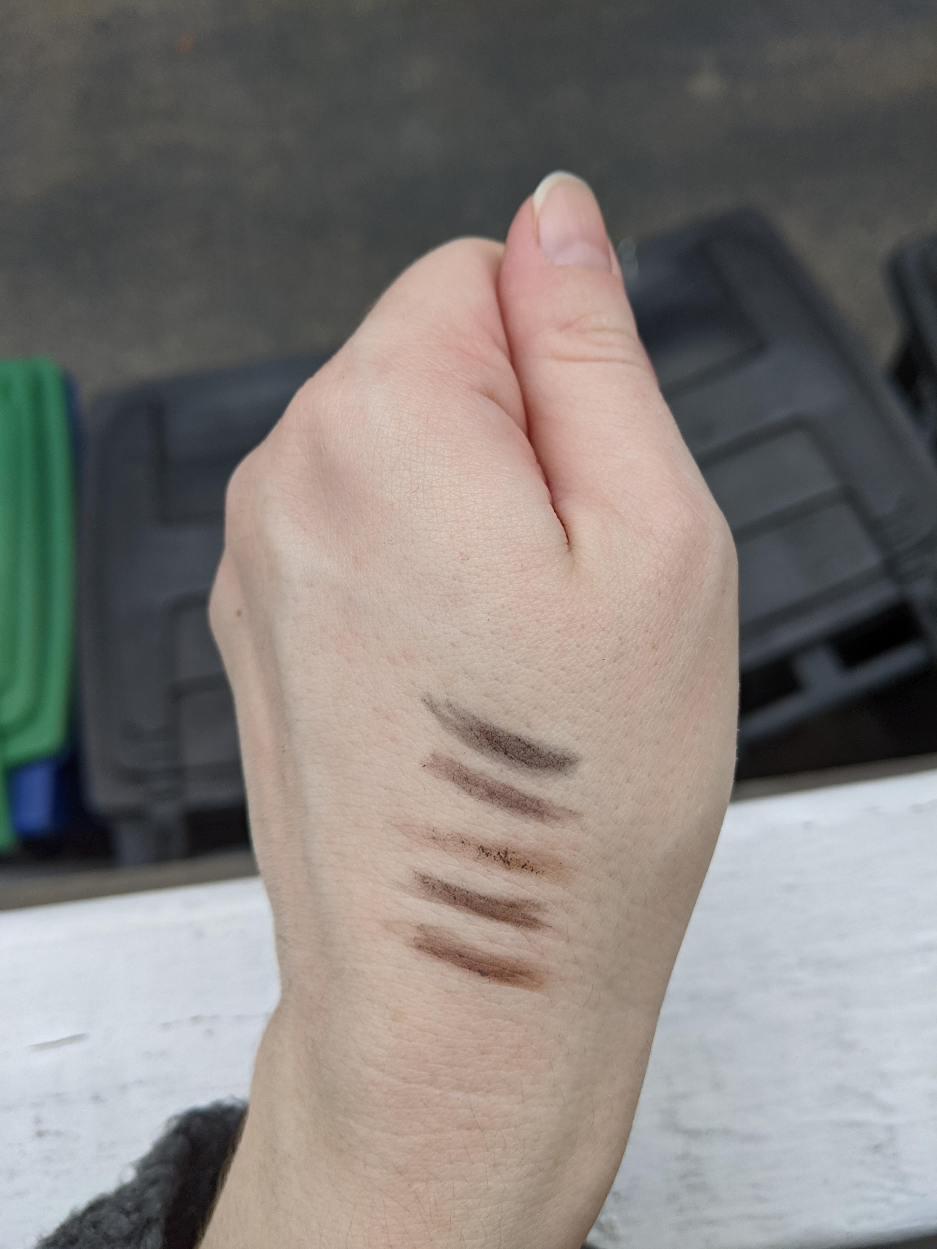 Grayish brow pencils (Anastasia, Shu, Etude House) r/swatchitforme