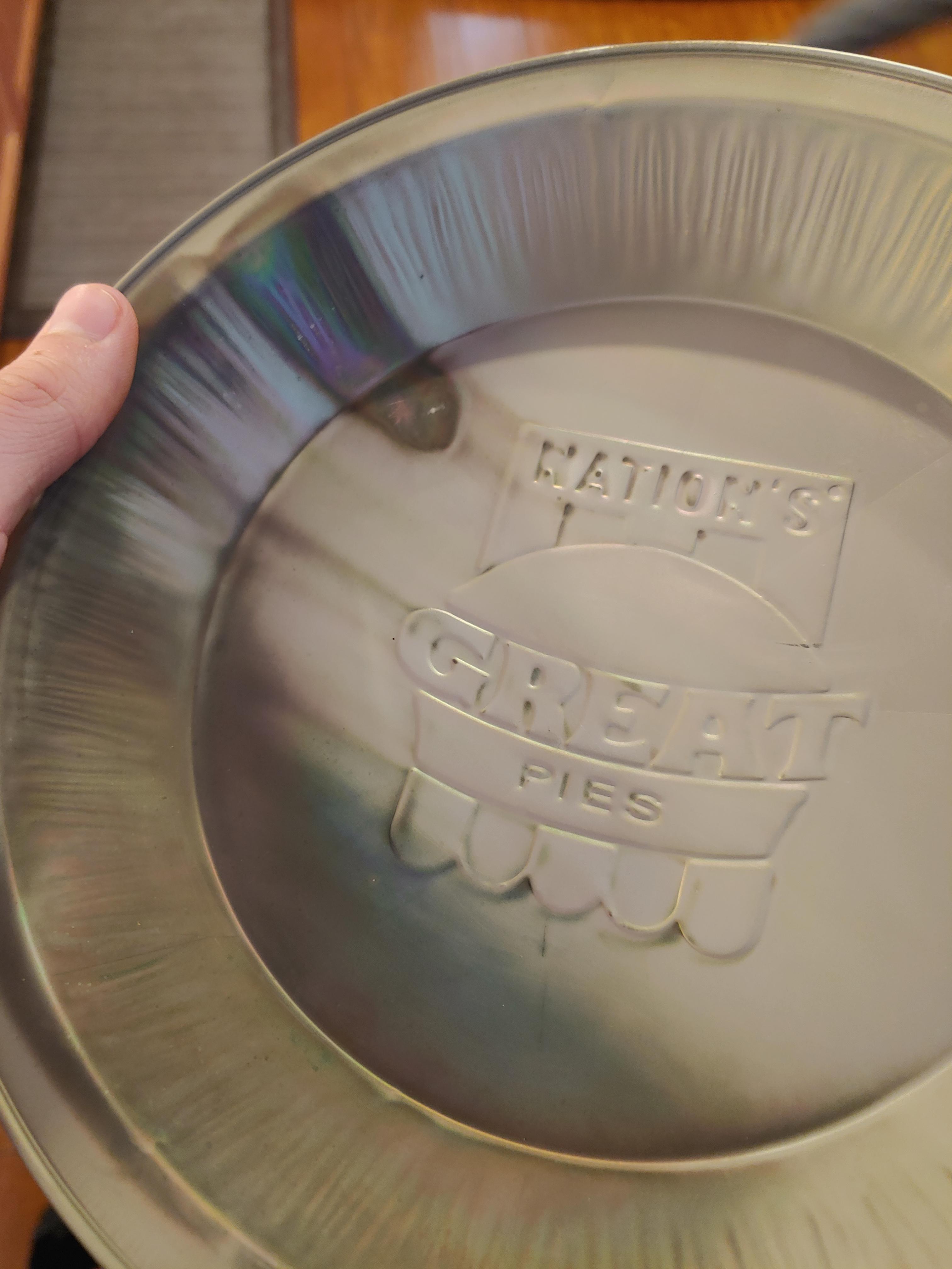 A pie tin after being put in the dishwasher r/mildlyinteresting