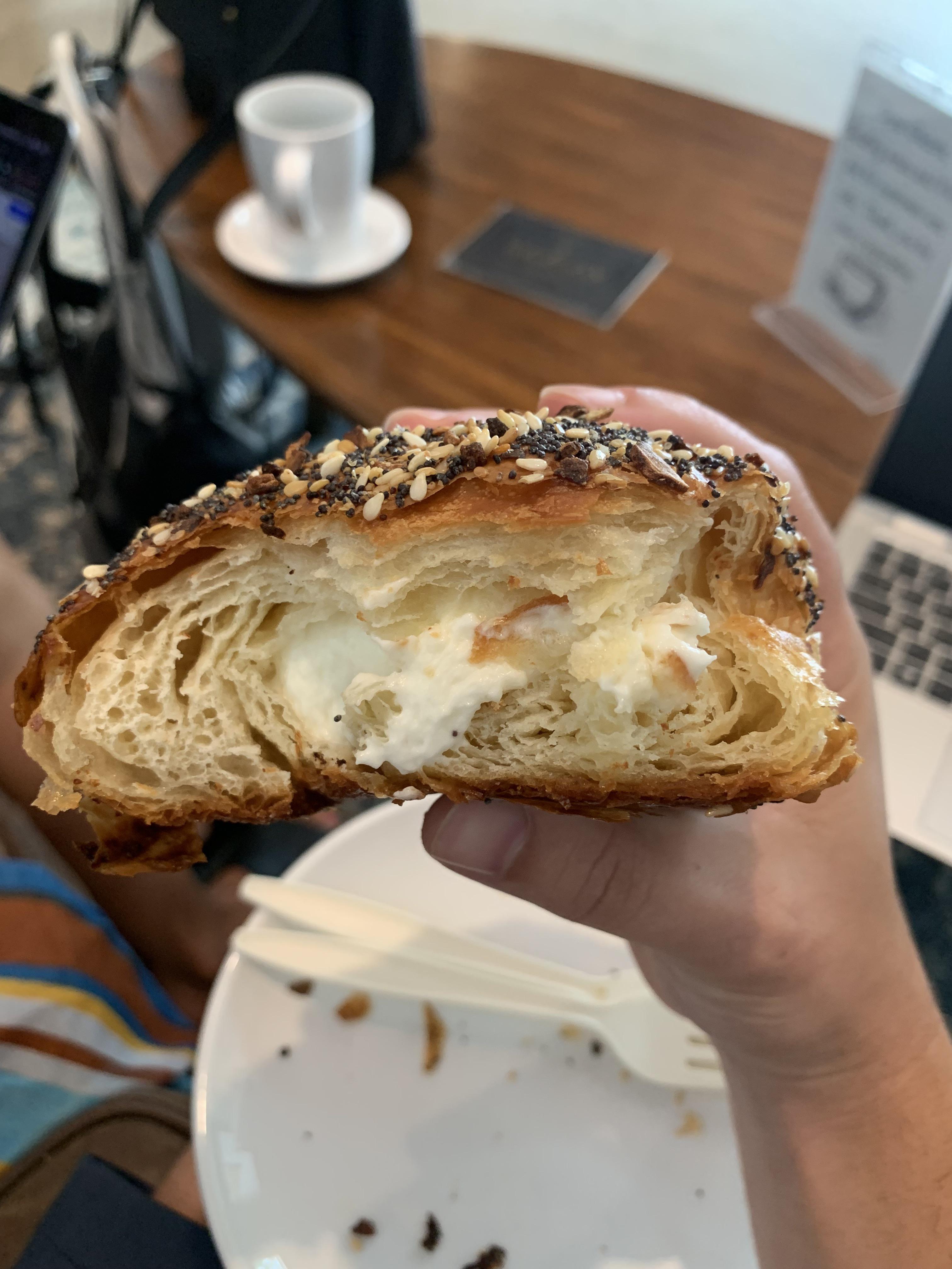 [I ate] An “everything bagel” croissant filled with cream cheese r/food