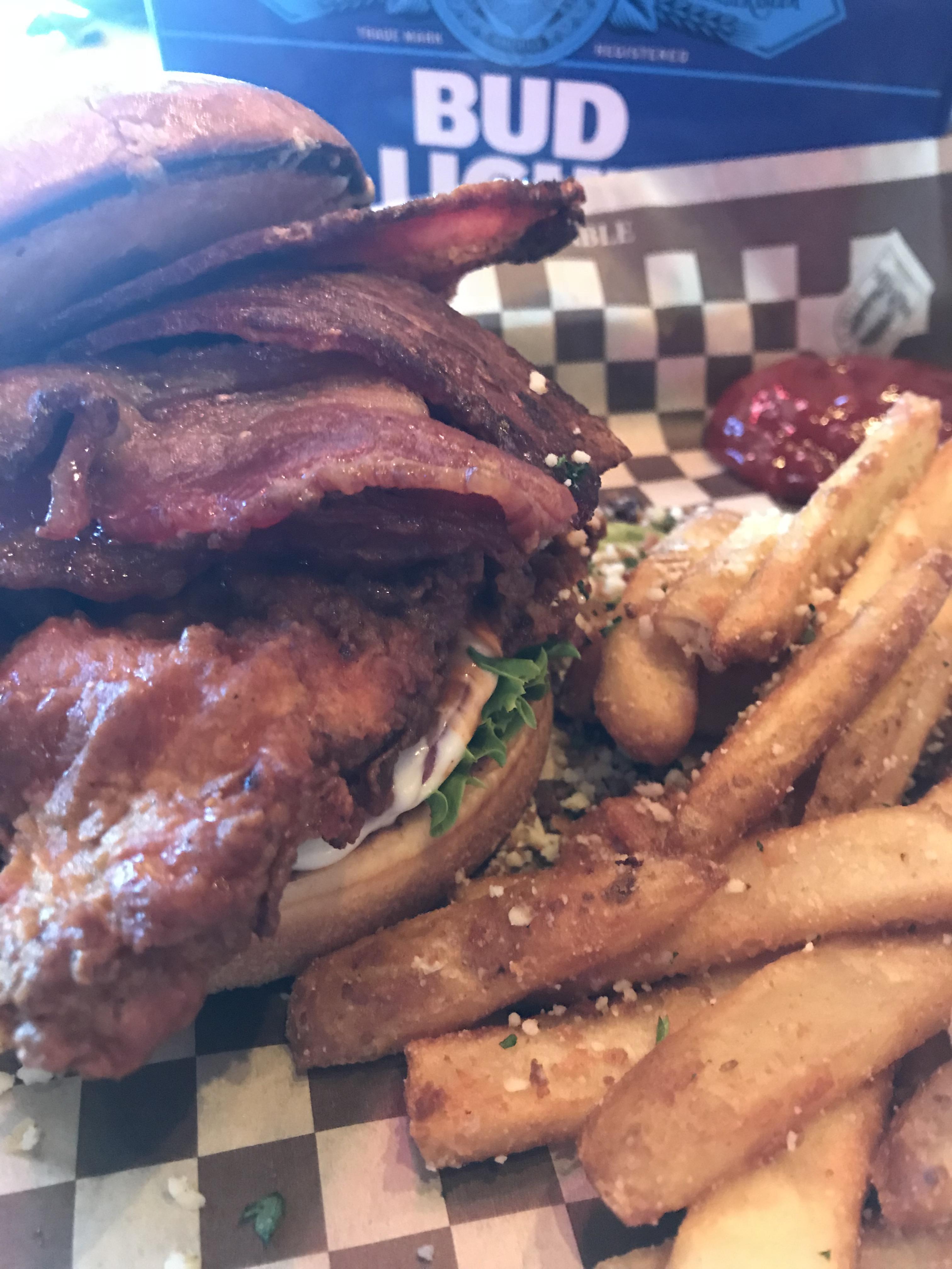 [I ATE] A Buffalo Chicken Sammy. Franks, Chicken, Bacon, Lettuce, Ranch