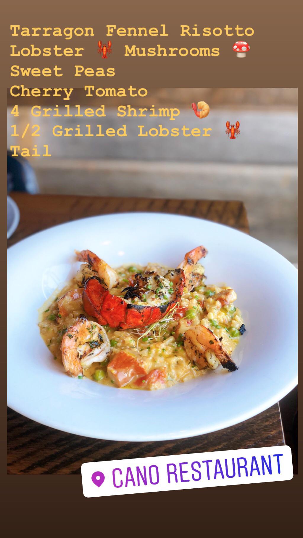 Grilled lobster 🦞 tail, shrimp 🦐, lobster mushrooms 🍄, tarragon/fennel