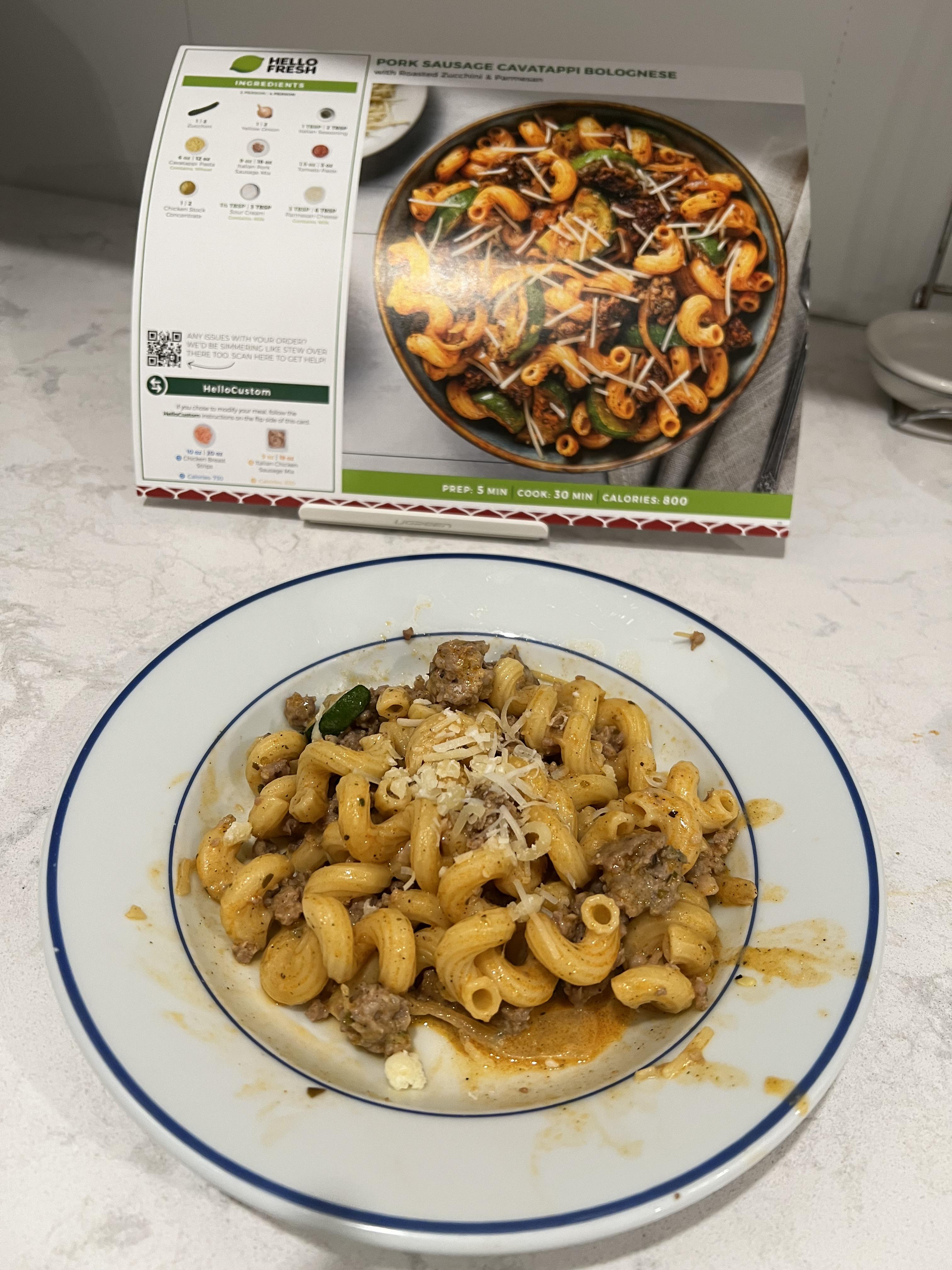 Cavatappi pasta and pork sausage... a fam fav and have to double