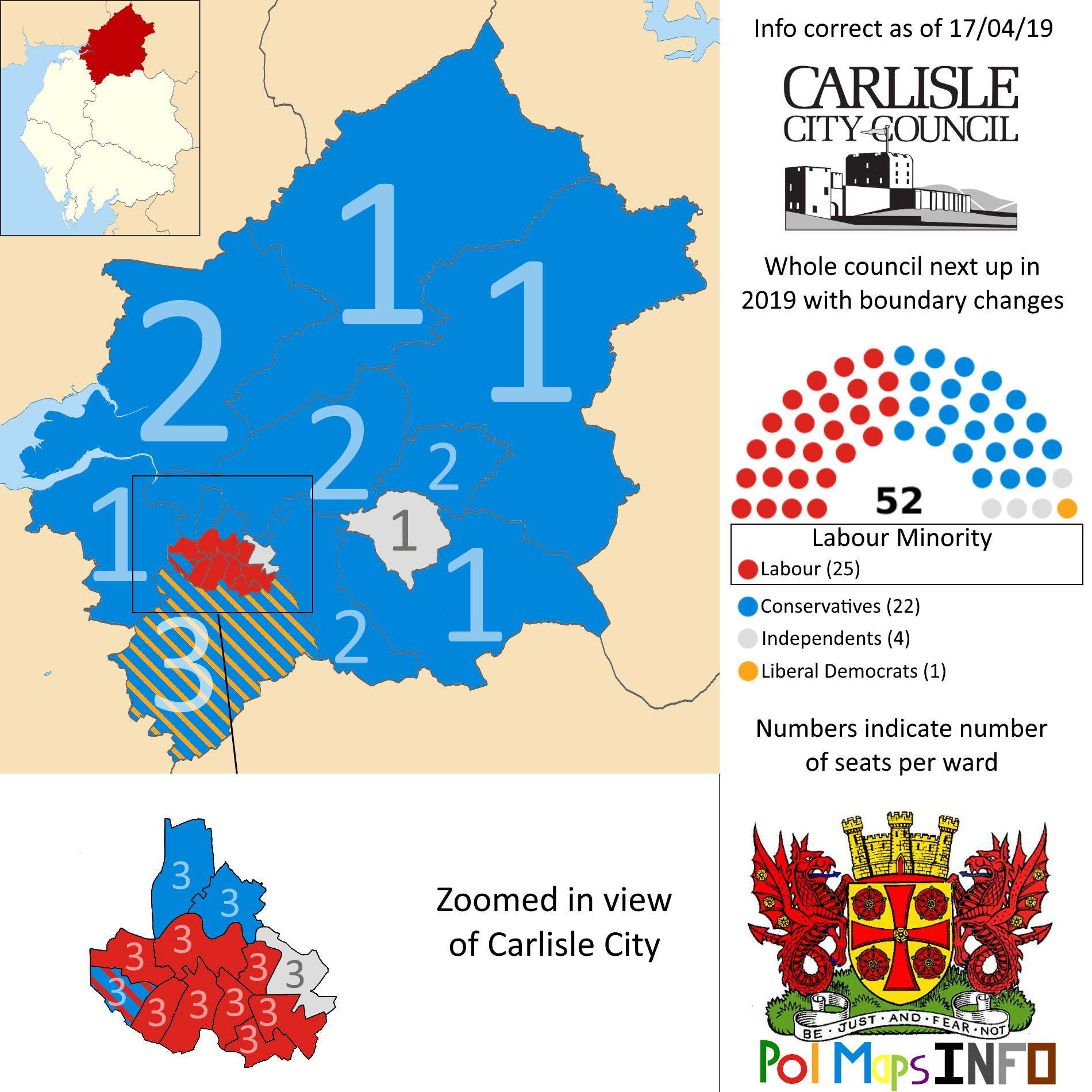 Carlisle City Council, Cumbria, North West. 17/04/2019 r/PoliticalMaps