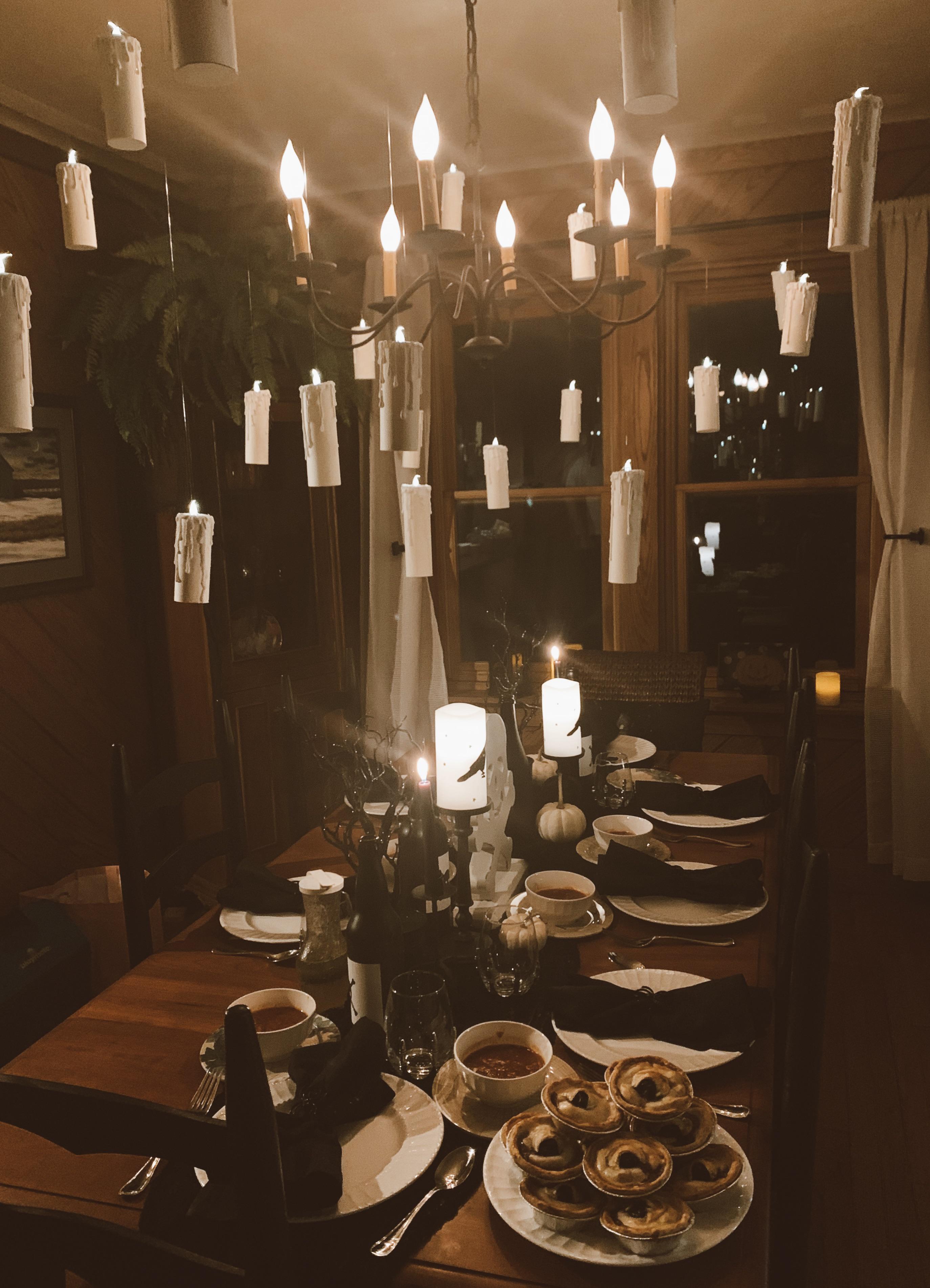 Very proud of my Halloween dinner table. The floating candles were a