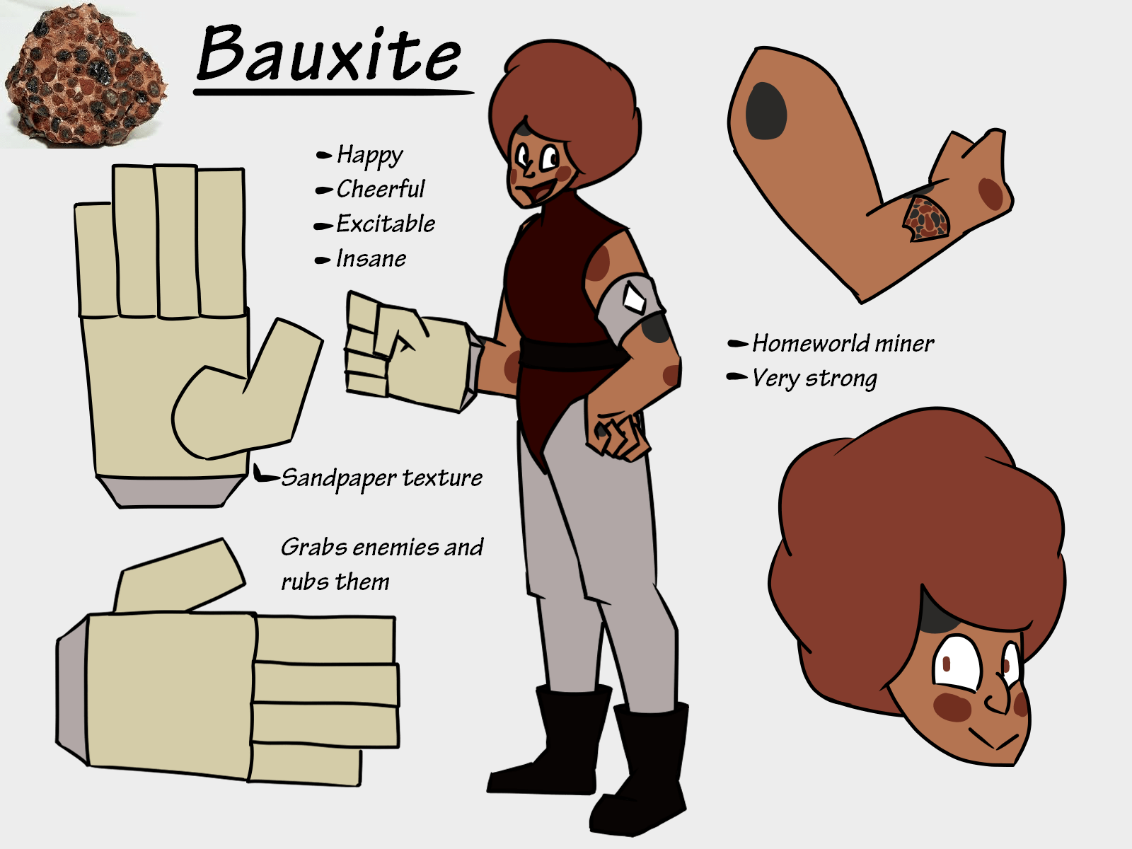 Ref sheet for my new Gem, Bauxite r/Gemsona