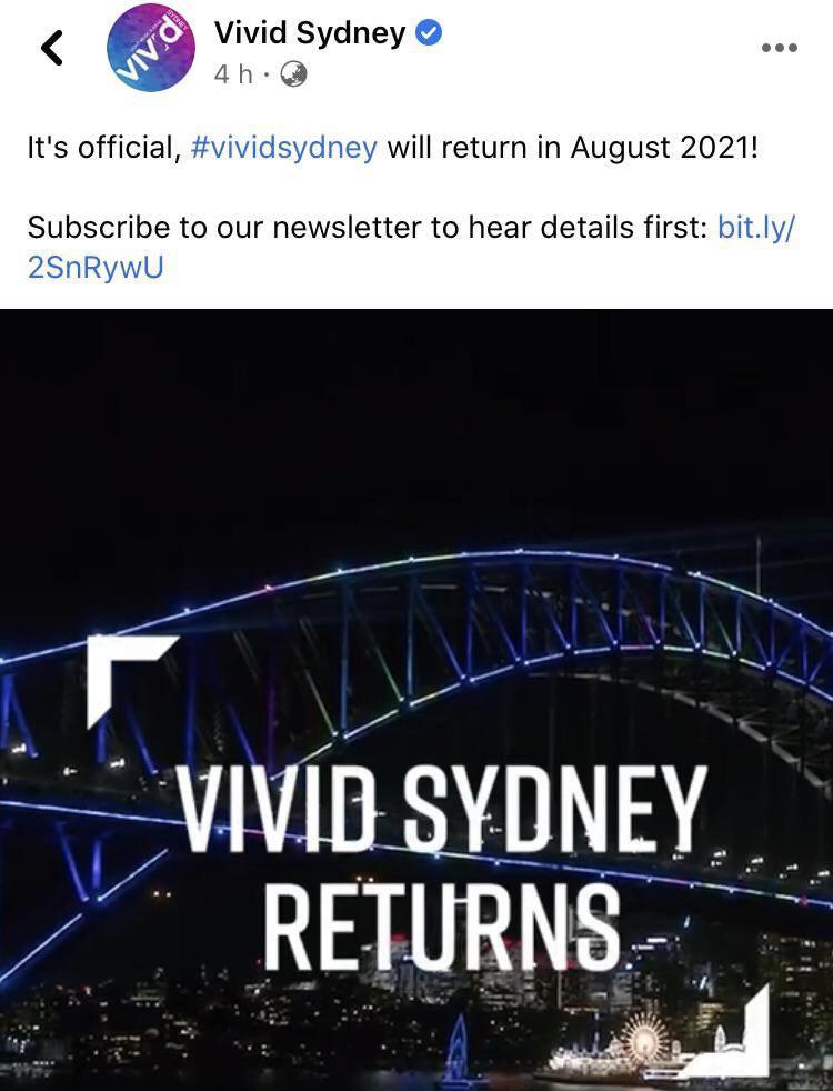 sydney festival 2023 cancelled The Vivid Sydney festival is scheduled to return in August 2021, after