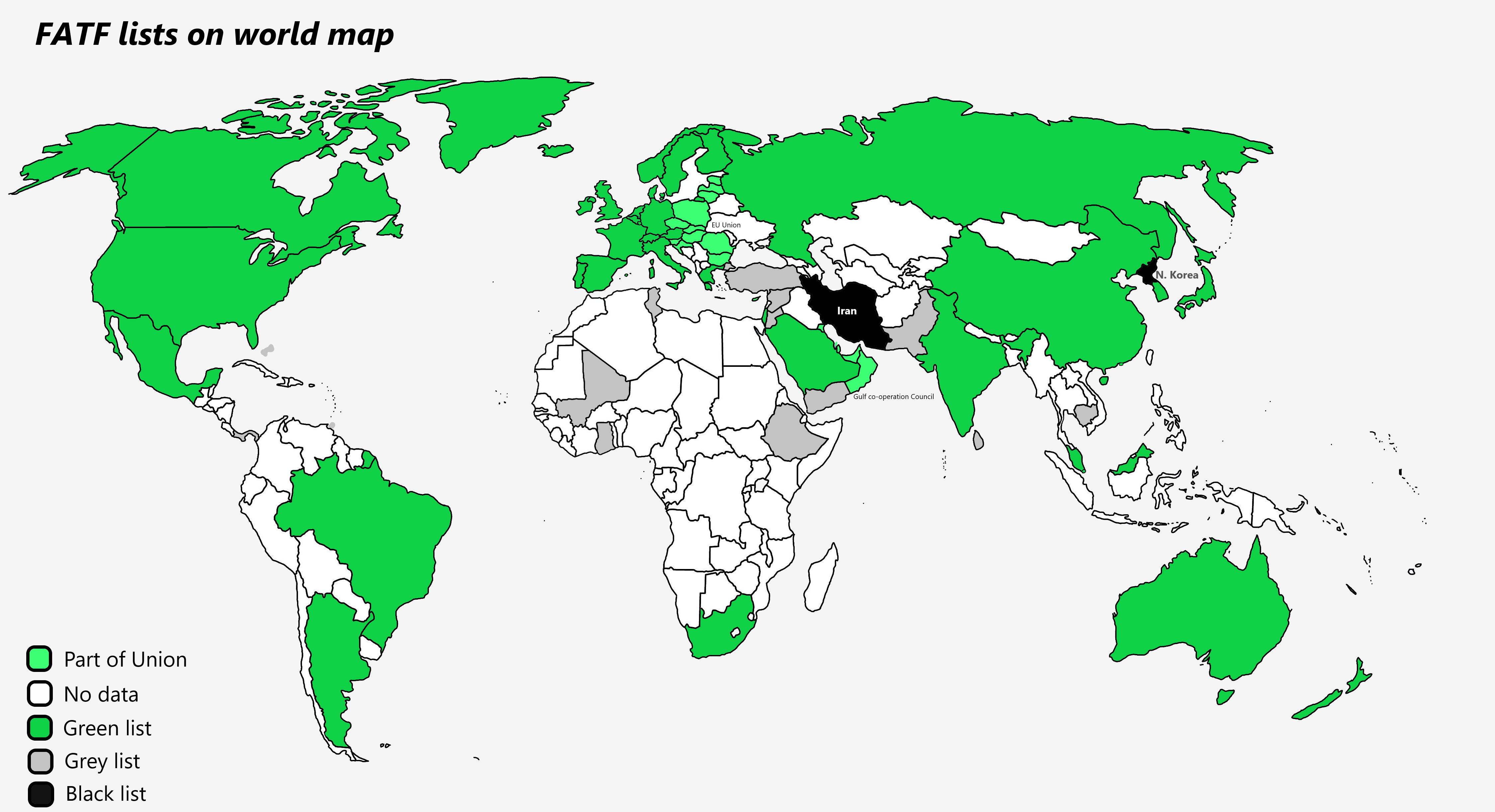 FATF list on world map. r/MapPorn
