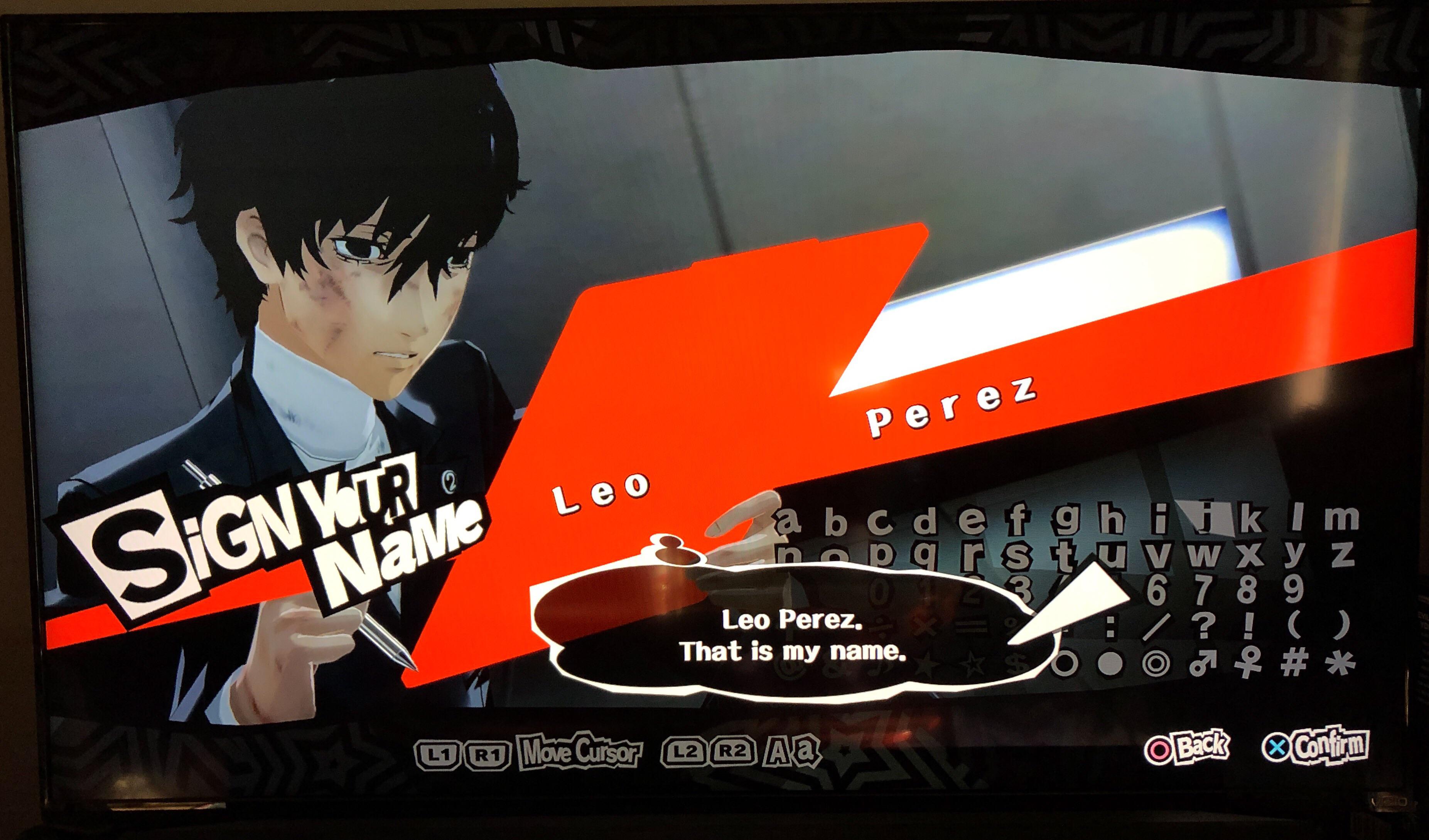 Just started playing Persona 5 today, and found the perfect “real” name for Joker r