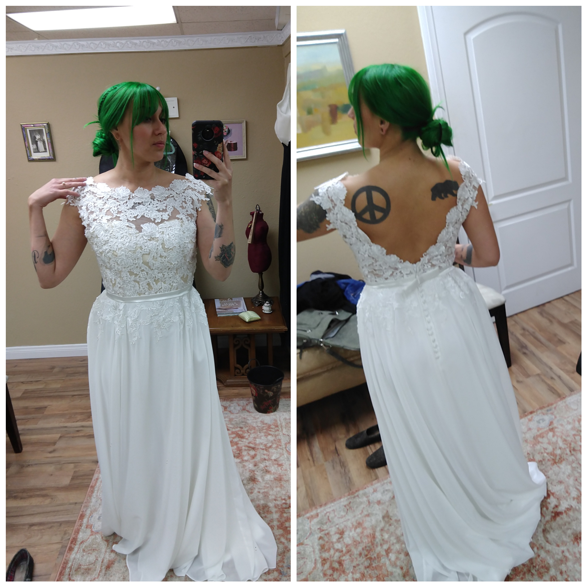 Got my dress back from being altered today. Looks long without my shoes