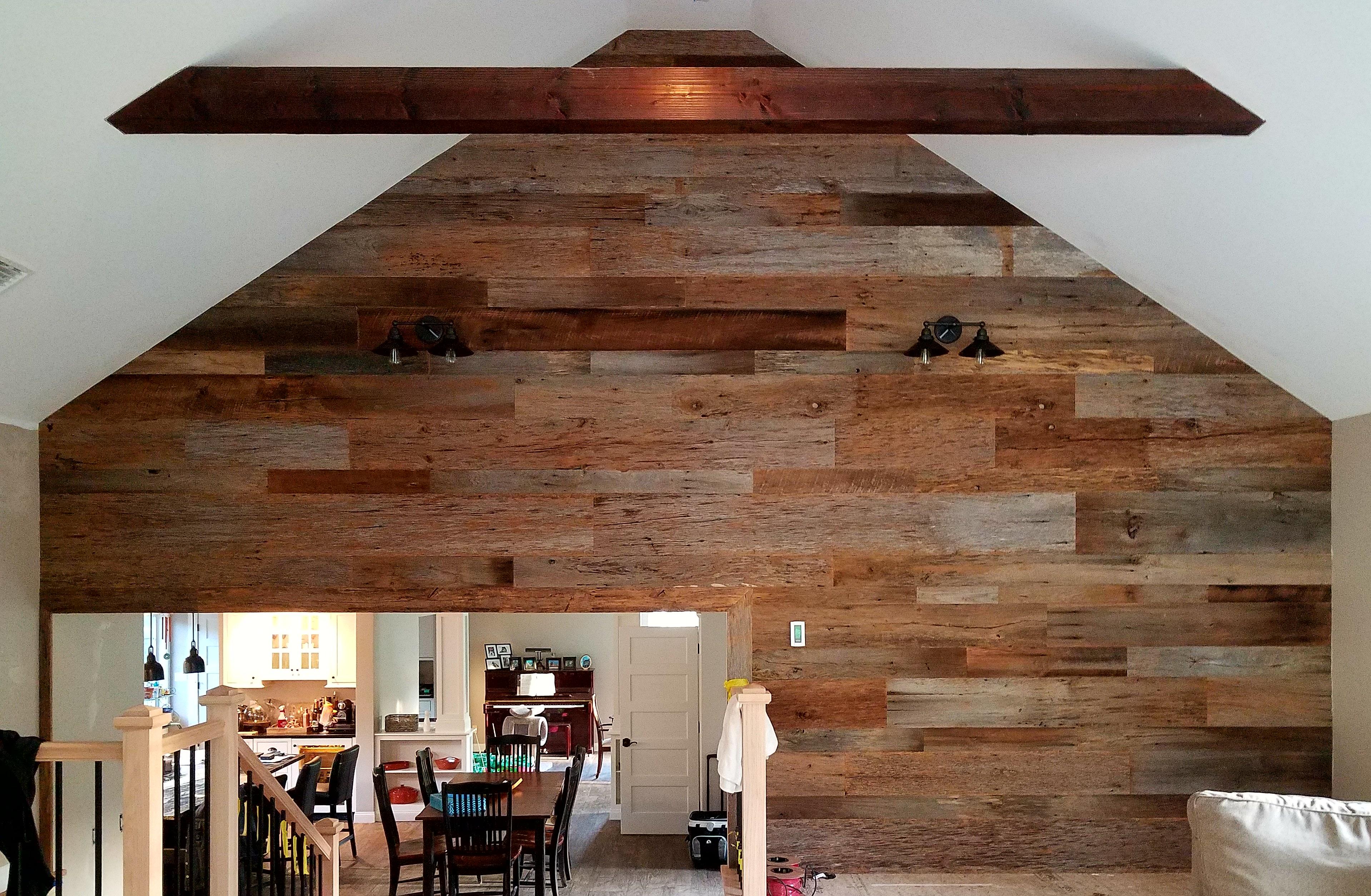 My first reclaimed barn board wall. 4 days milling and cleaning the