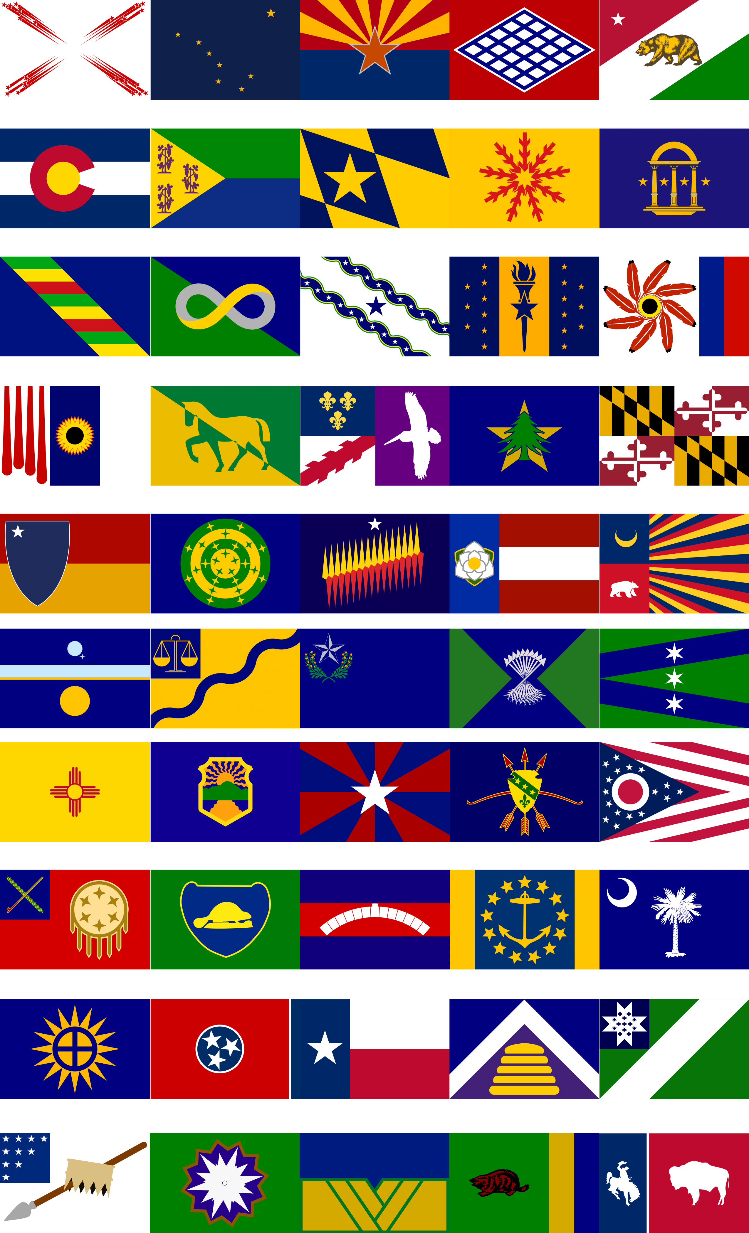 50 State Flags in One Pic r/vexillology