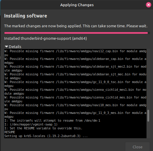 Was stuck in an infinite loop while trying to update "linuxfirmware
