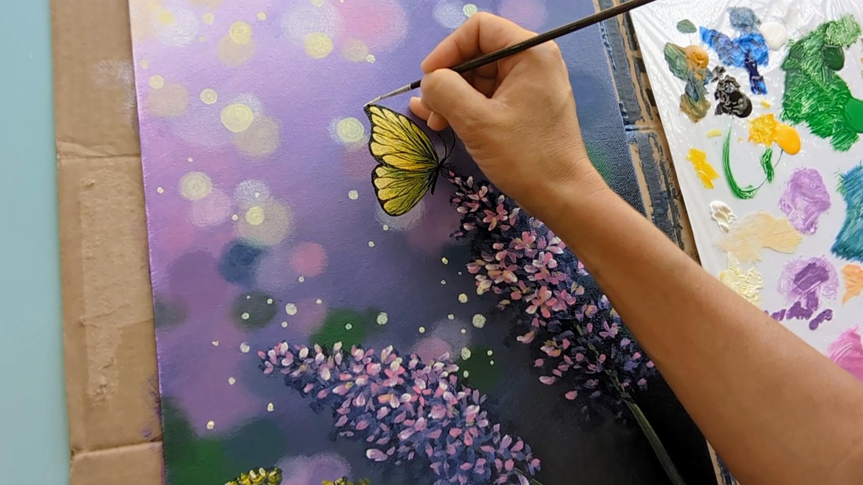 Butterfly painting tutorial for beginners, the full tutorial video link