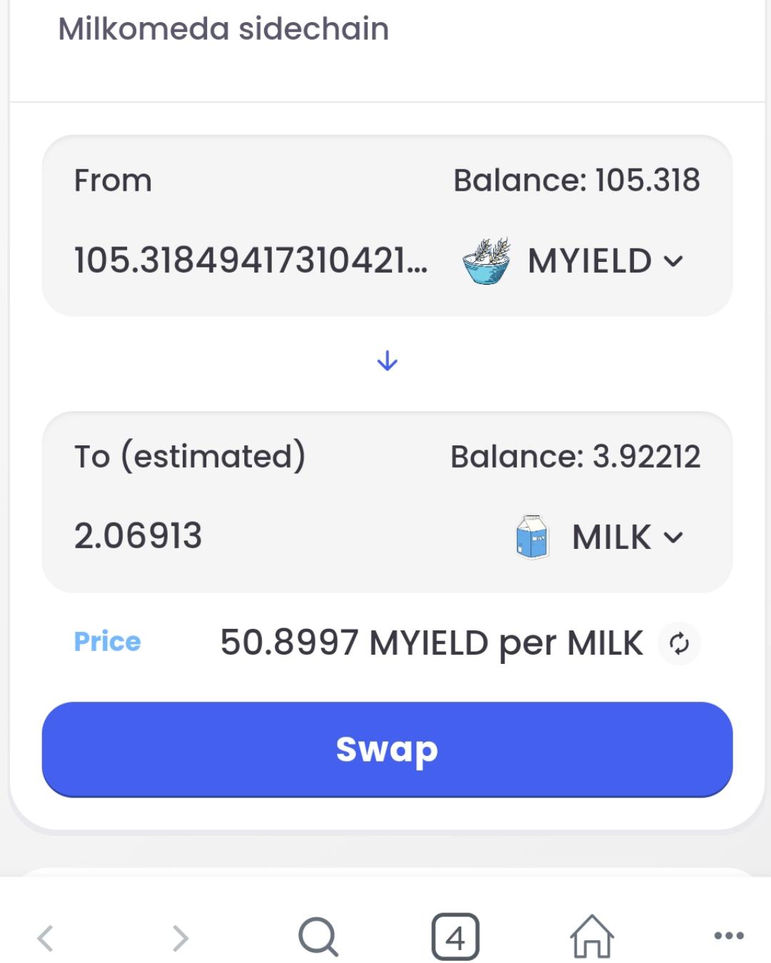 right now on Muesli on milkomeda you can trade myield for milk at 501