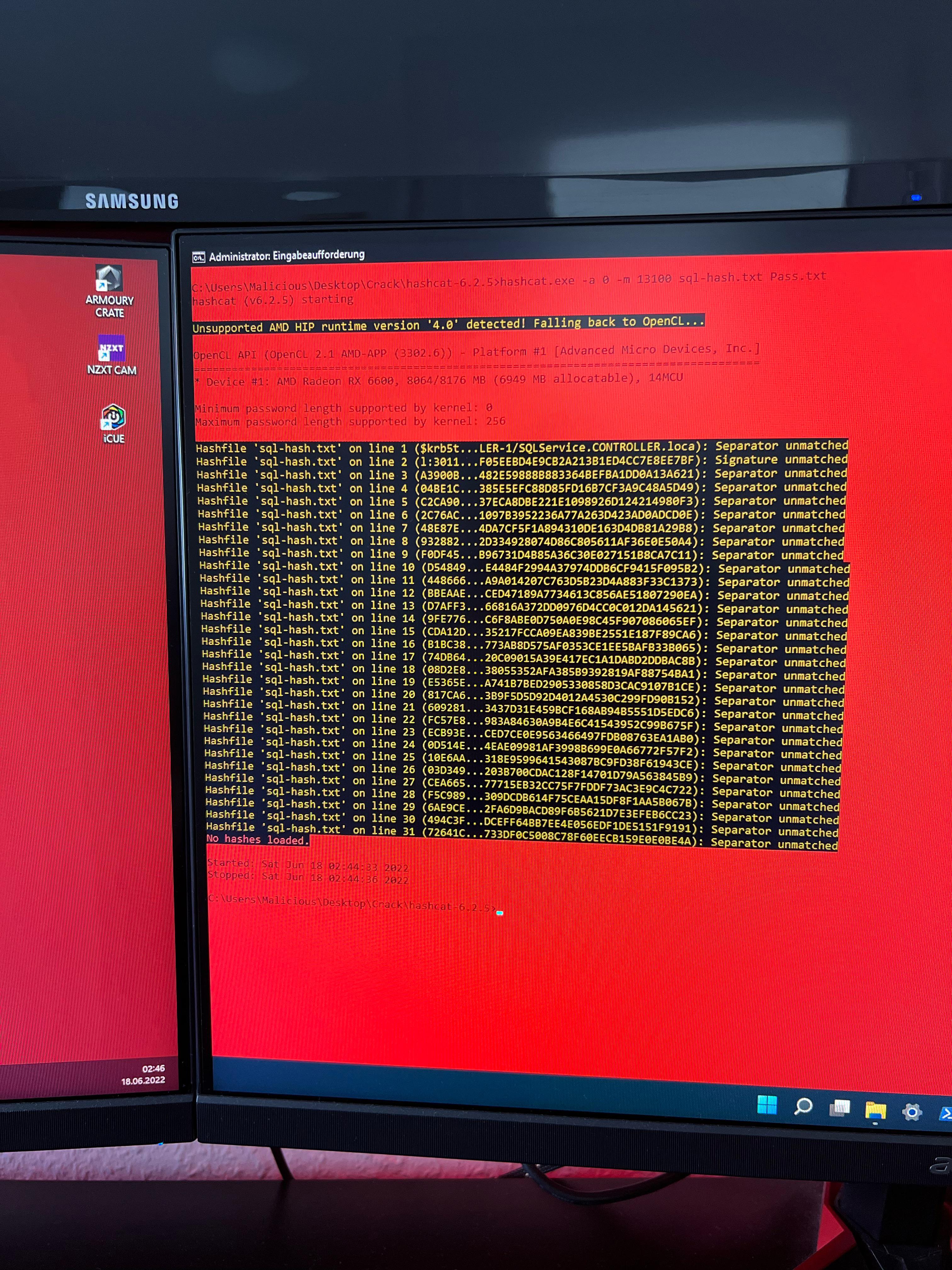 why couldn't hashcat do its job here? even though the password is in