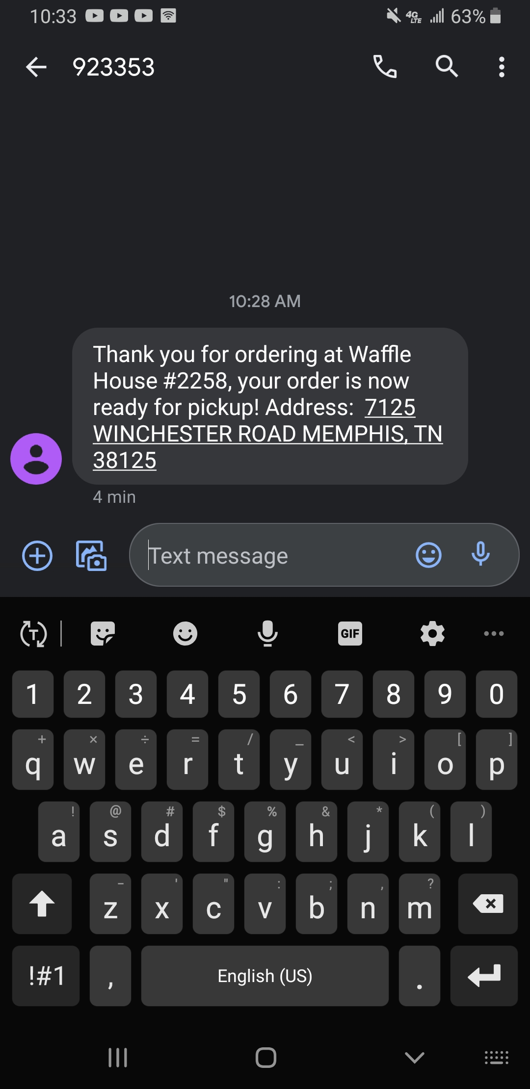prolly wrong sub but waffle house texted me and said my order was ready