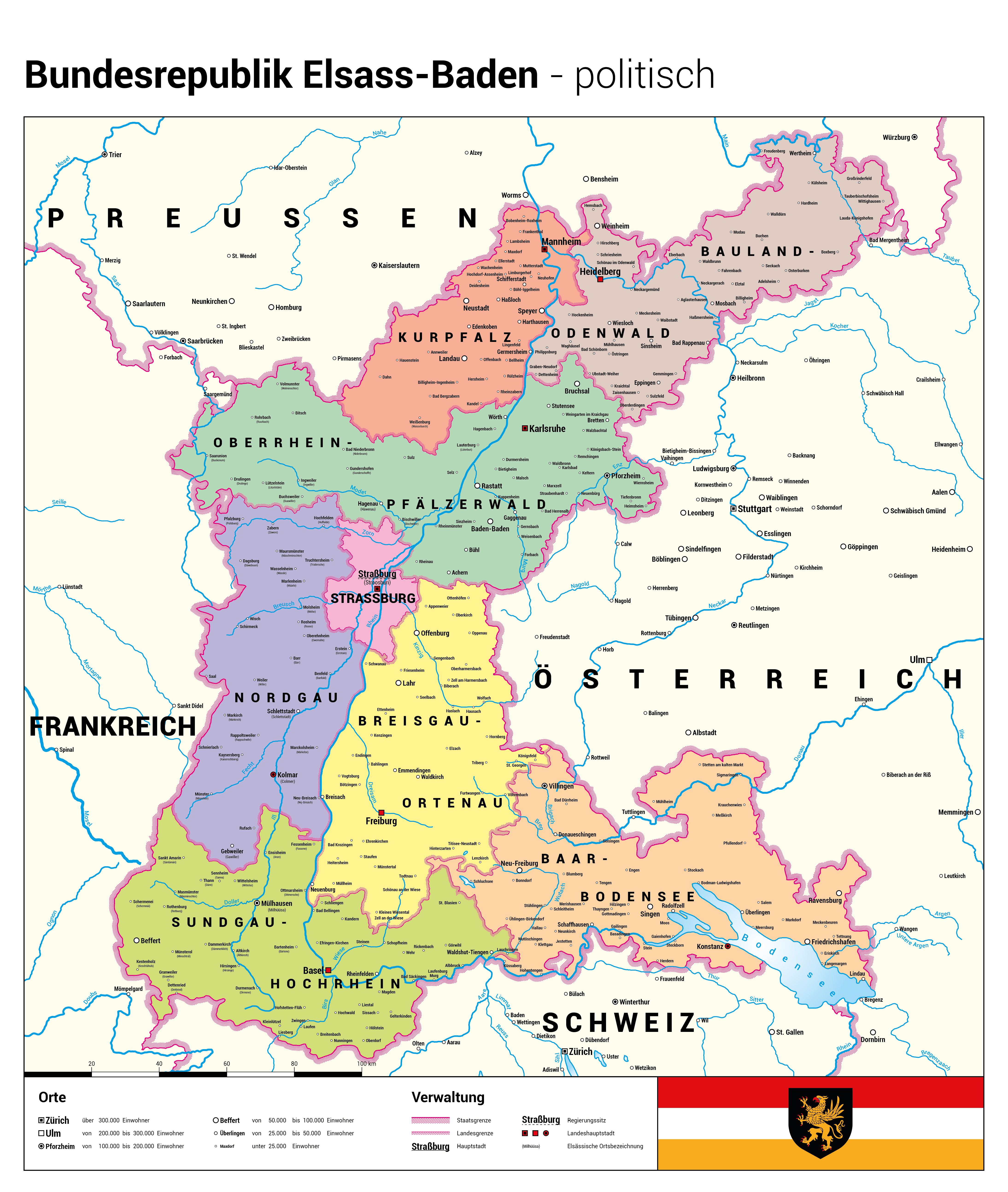 Alsace And Germany Map Updated map of AlsaceBaden imaginarymaps