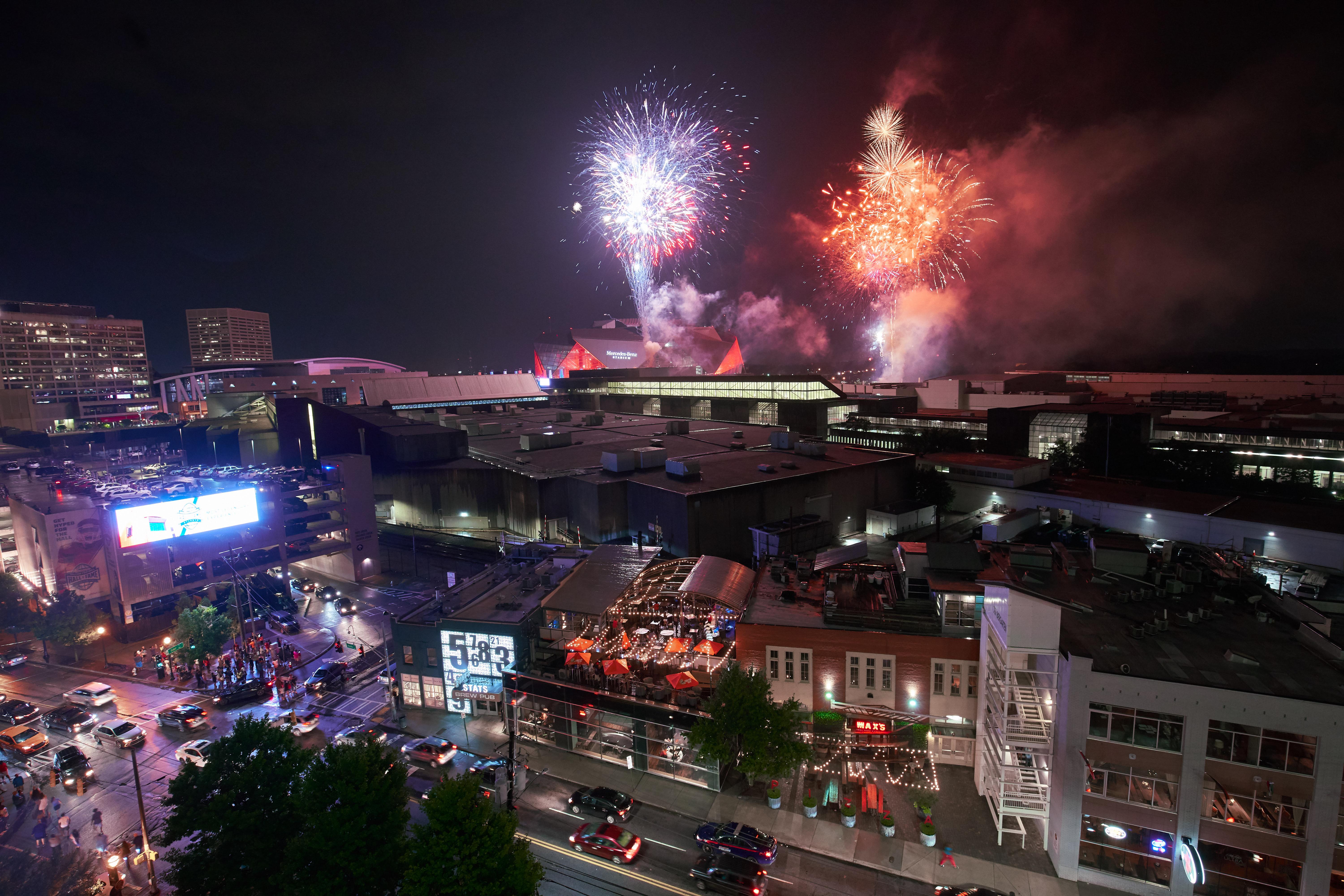The best place for the downtown fireworks was this covered parking deck